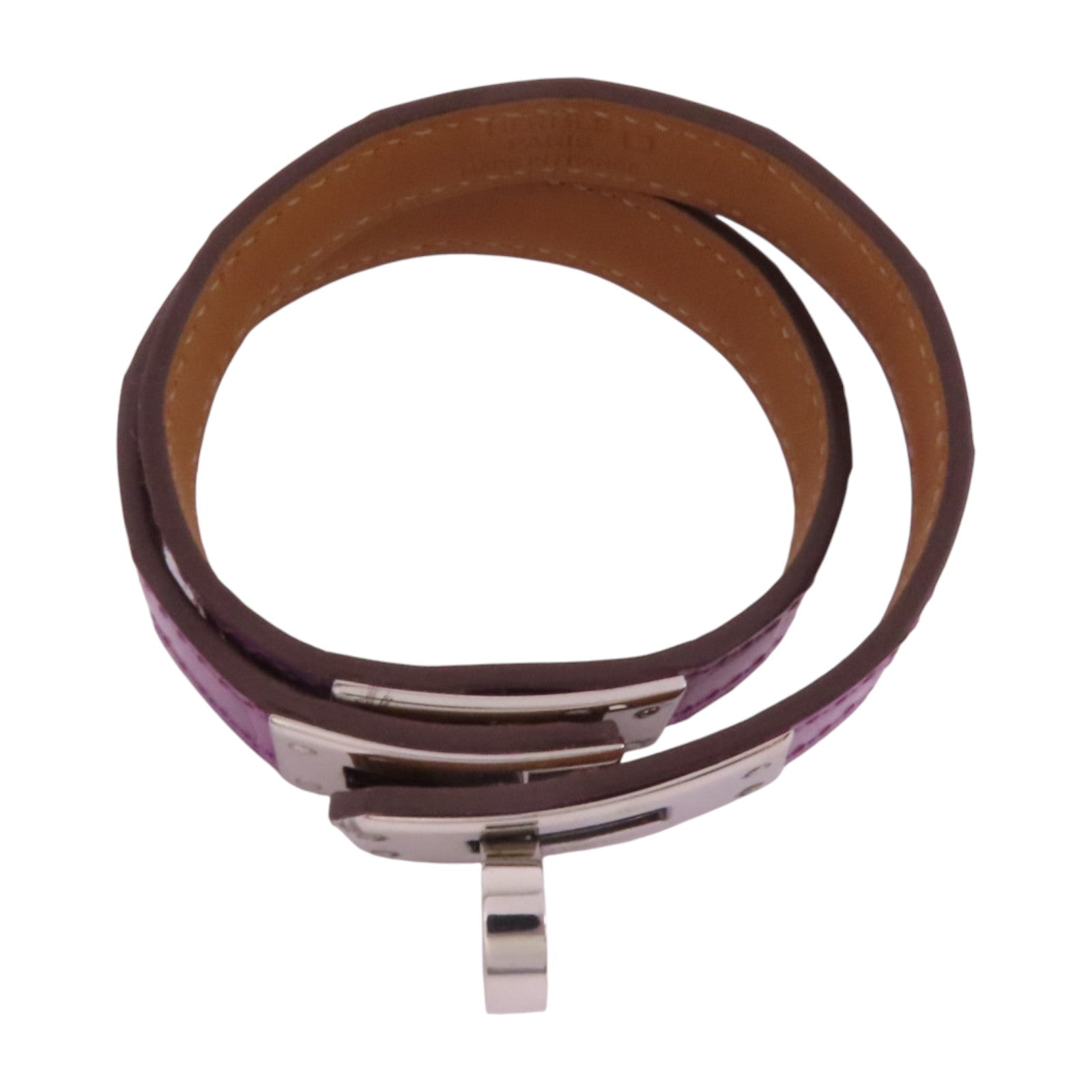 HERMES 鱷魚皮革Kelly Bracelet銀扣手鏈