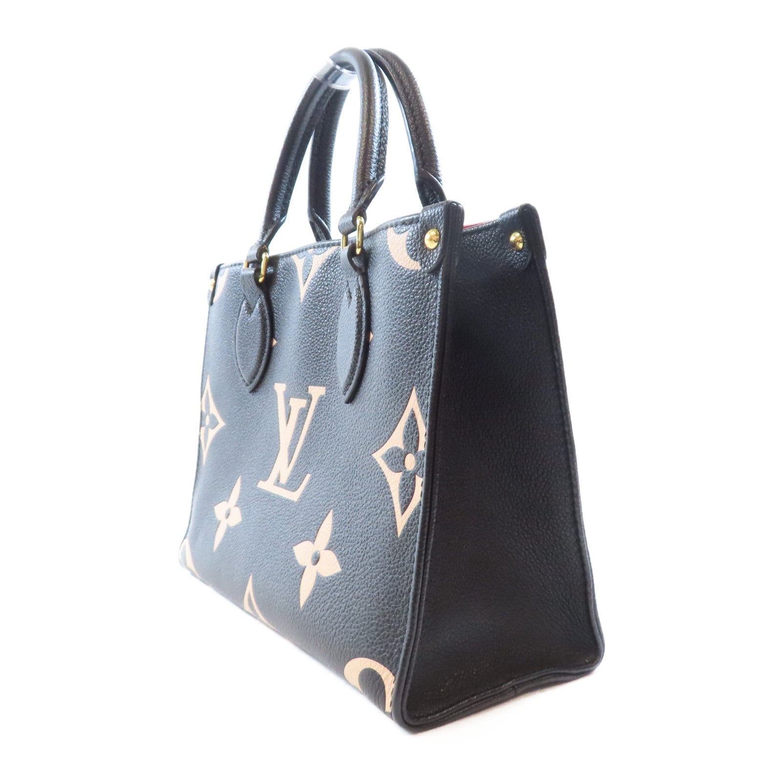 LOUIS VUITTON Monogram Empreinte OnTheGo PM金扣手挽肩背兩用袋黑色/米色