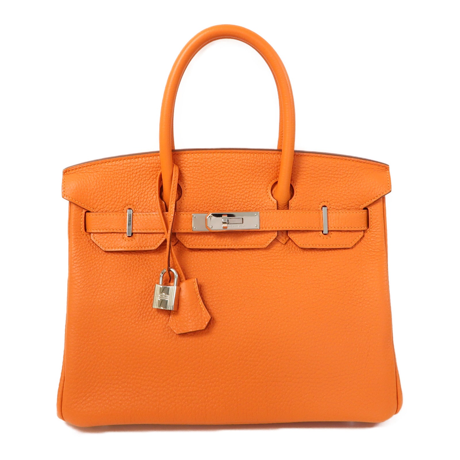 HERMES Togo皮革Birkin 30銀扣手挽袋橙色