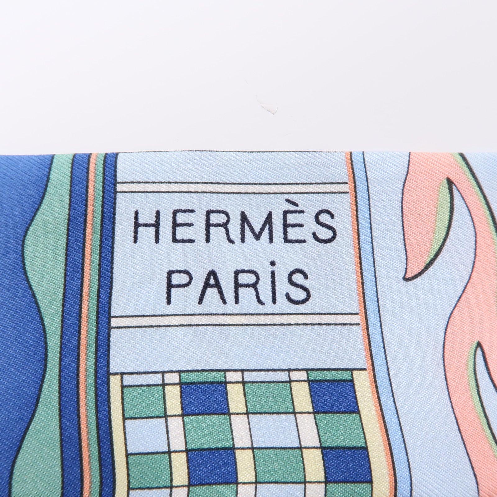 HERMES 絲質Twilly絲巾藍色/粉紅色