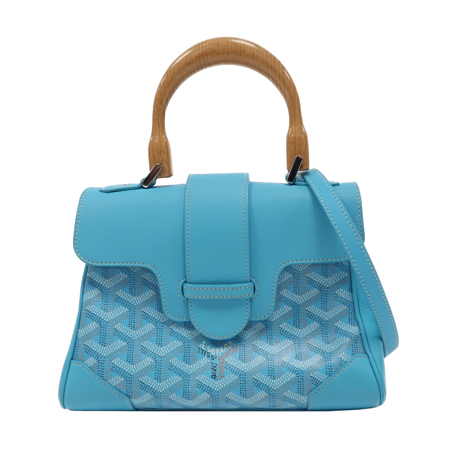 GOYARD 【激減優惠】塗層帆布Saigon Souple Mini Bag銀扣手挽肩背兩用袋藍色