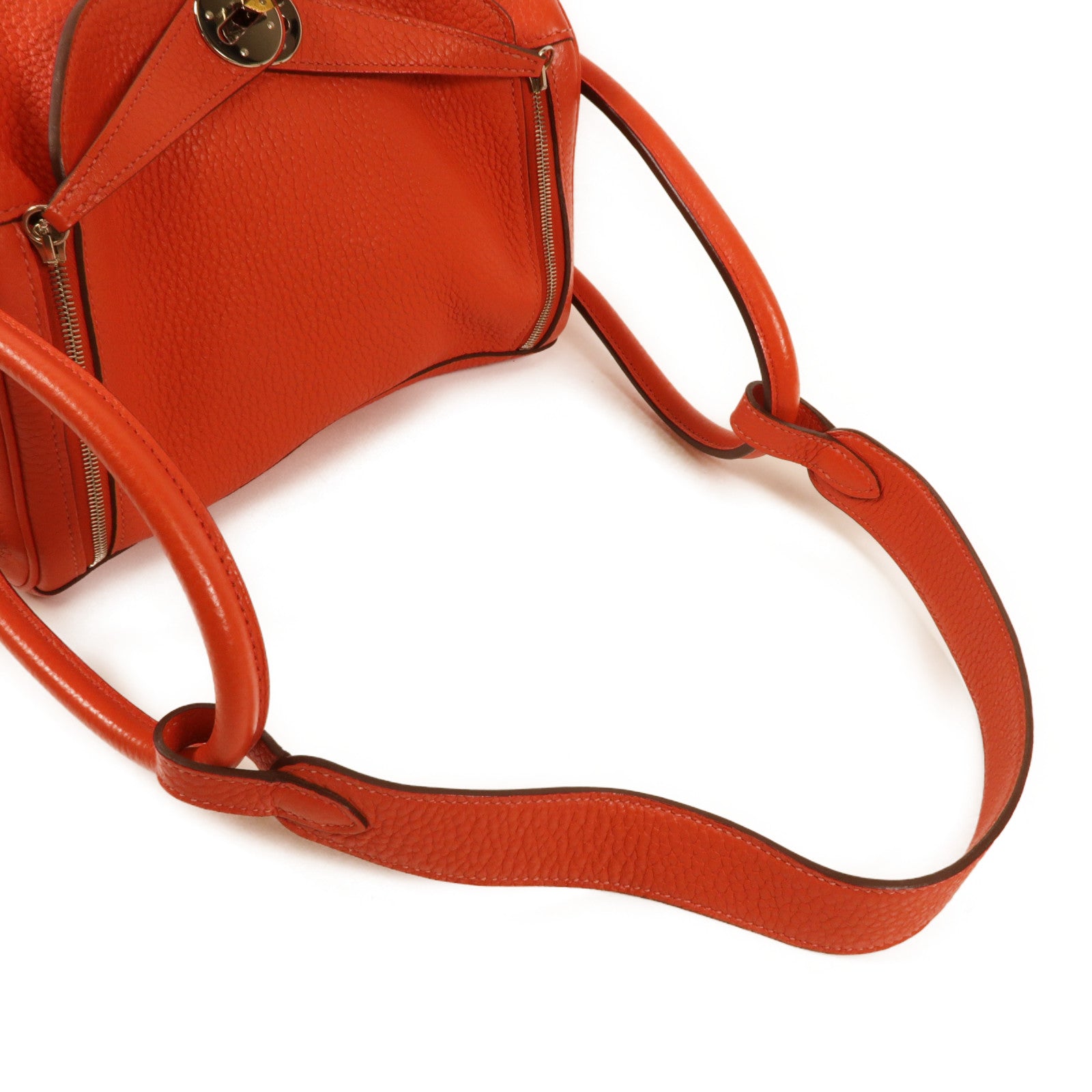 HERMES Clemence皮革Lindy 26銀扣手挽肩背兩用袋Rose Jaipur