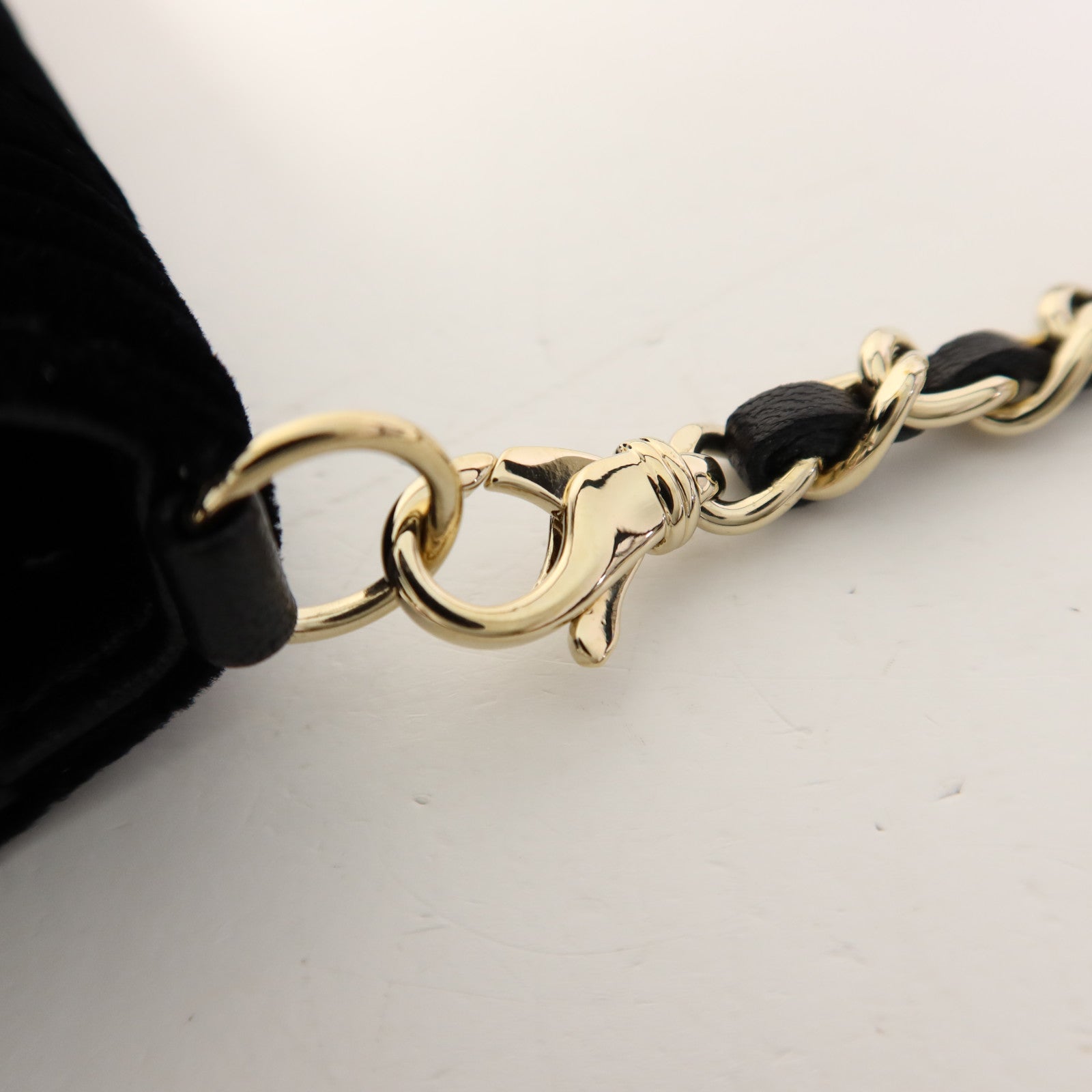 CHANEL 天鵝絨Chain Shoulder Bag金扣鏈帶肩背袋