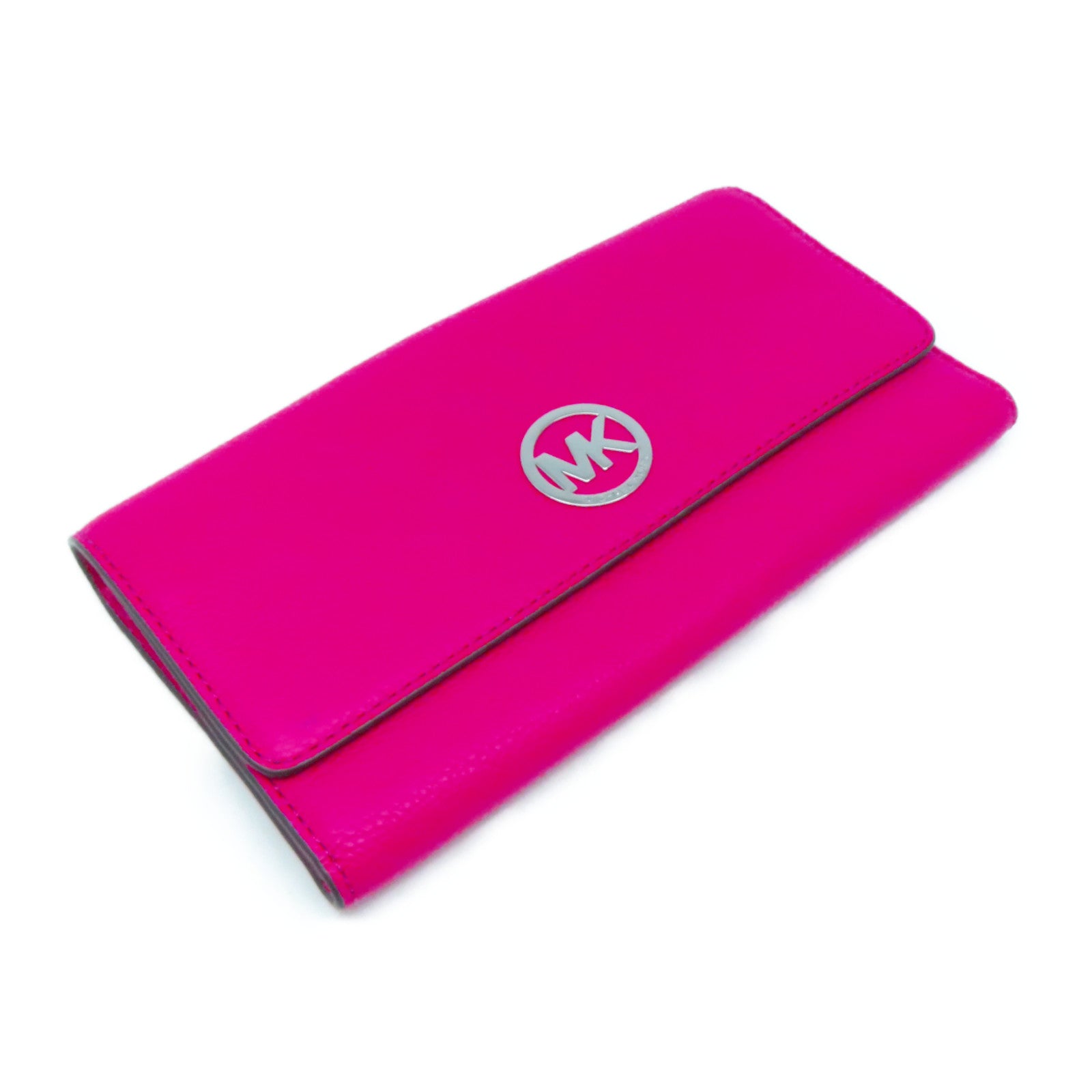 Michael Kors 【激減優惠】牛皮皮革Long Wallet銀扣長錢包粉紅色