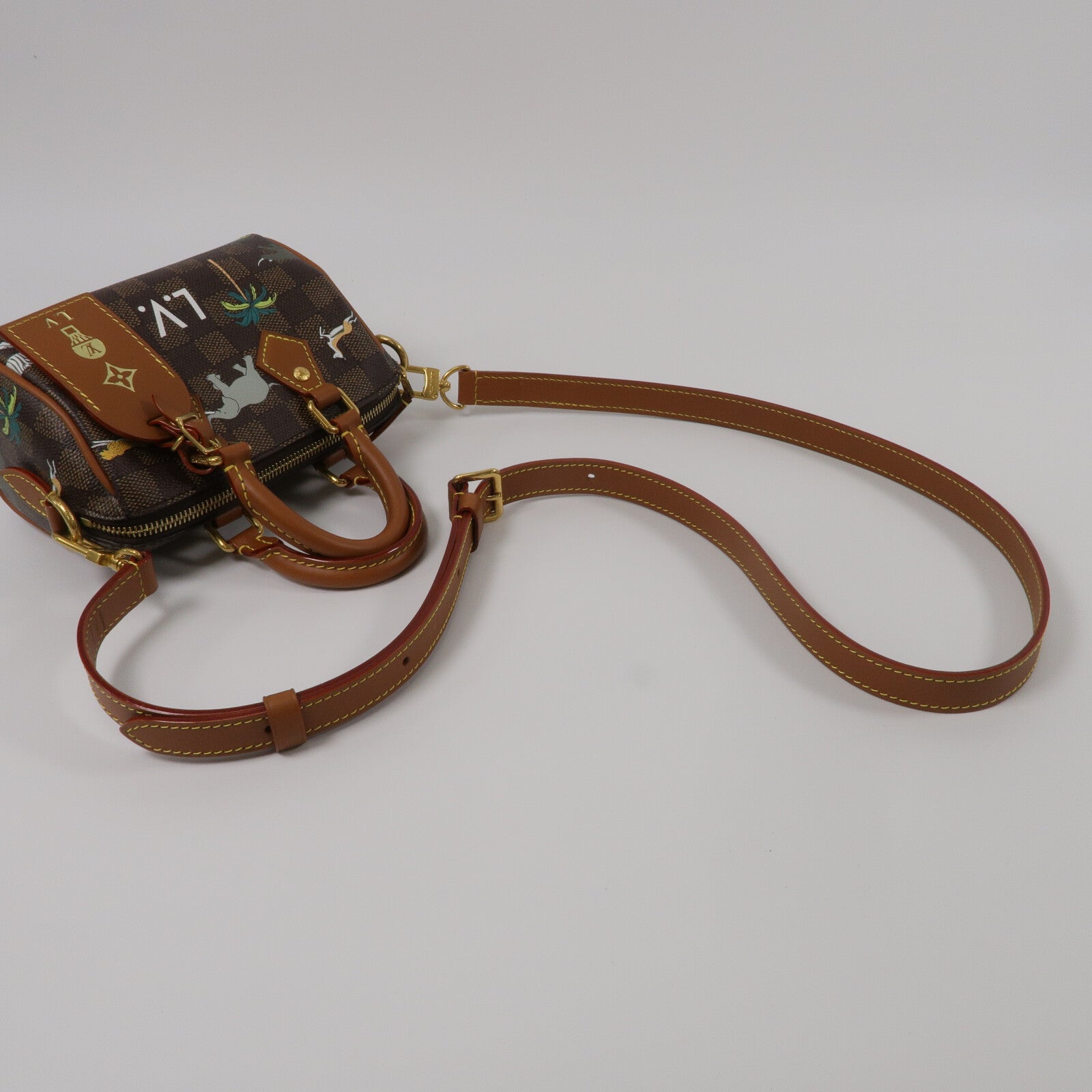 LOUIS VUITTON Damier Heritage Speedy Bandouliere 18 x The Darjeeling手挽肩背兩用袋