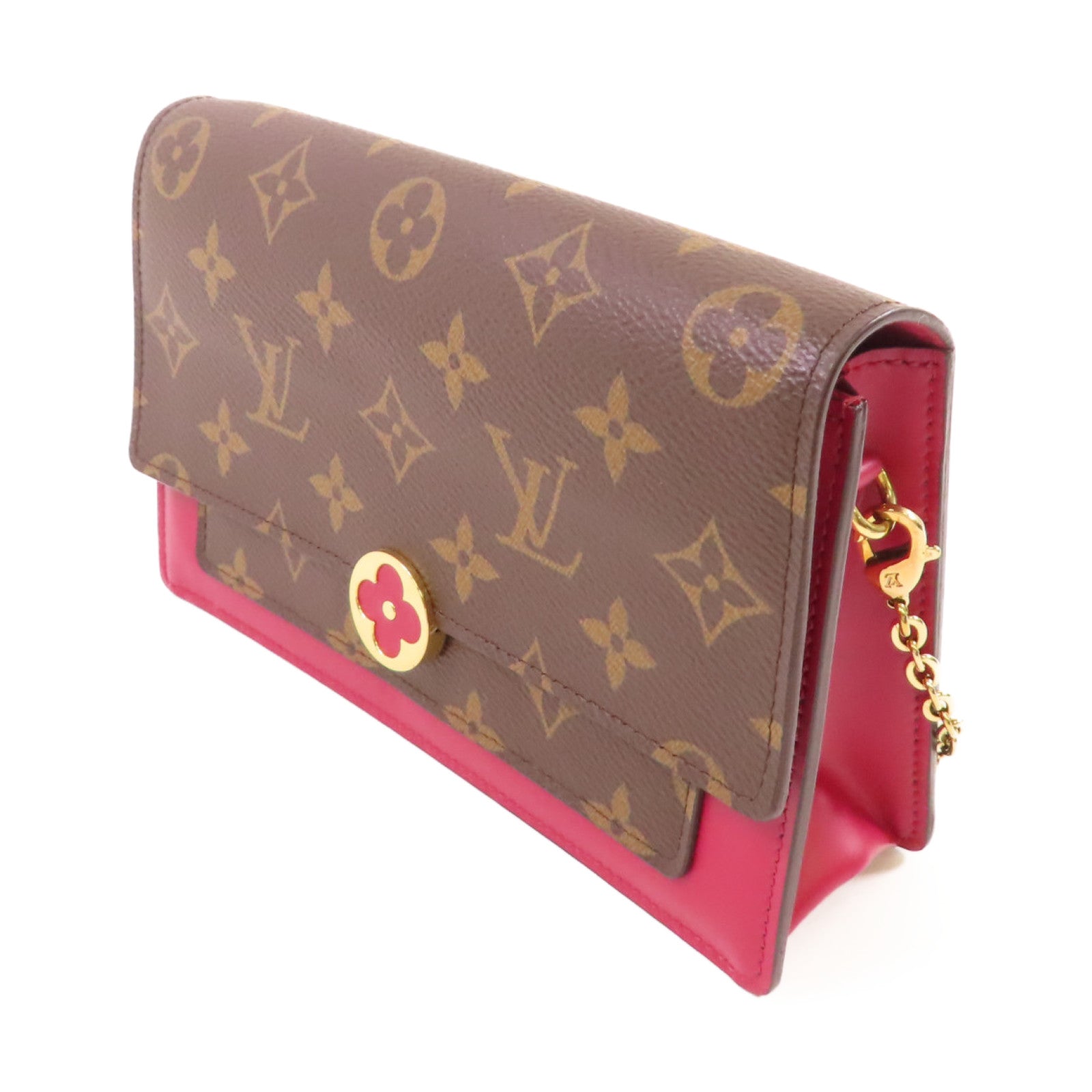 LOUIS VUITTON Monogram Flore Chai Shoulder Bag金扣肩背袋啡色/酒紅色