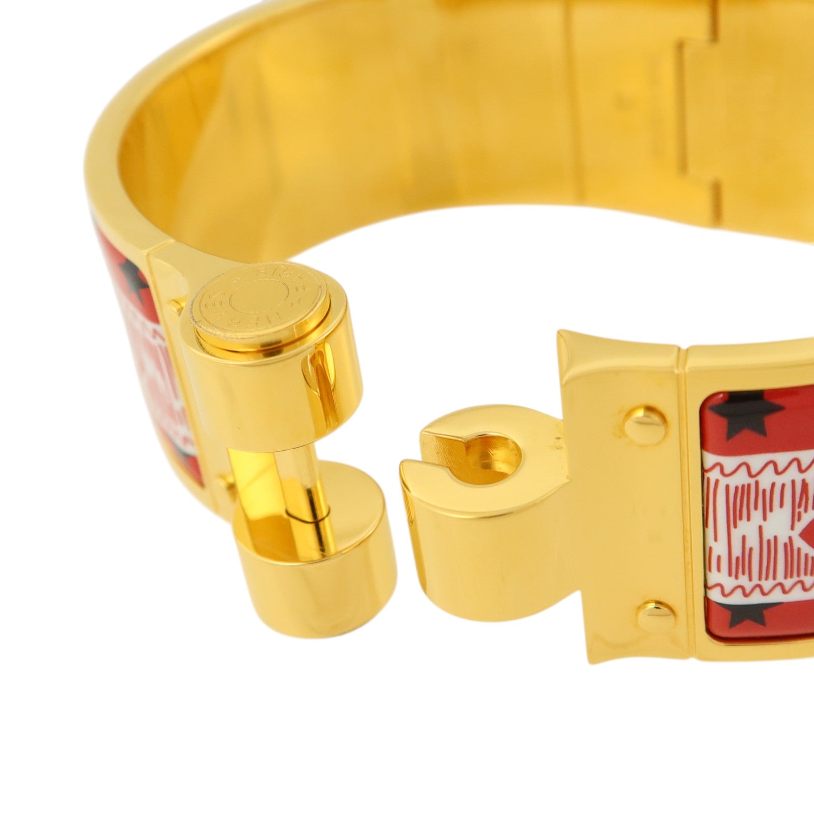 HERMES 金屬/琺瑯Charniere Wide Bangle金扣手鐲