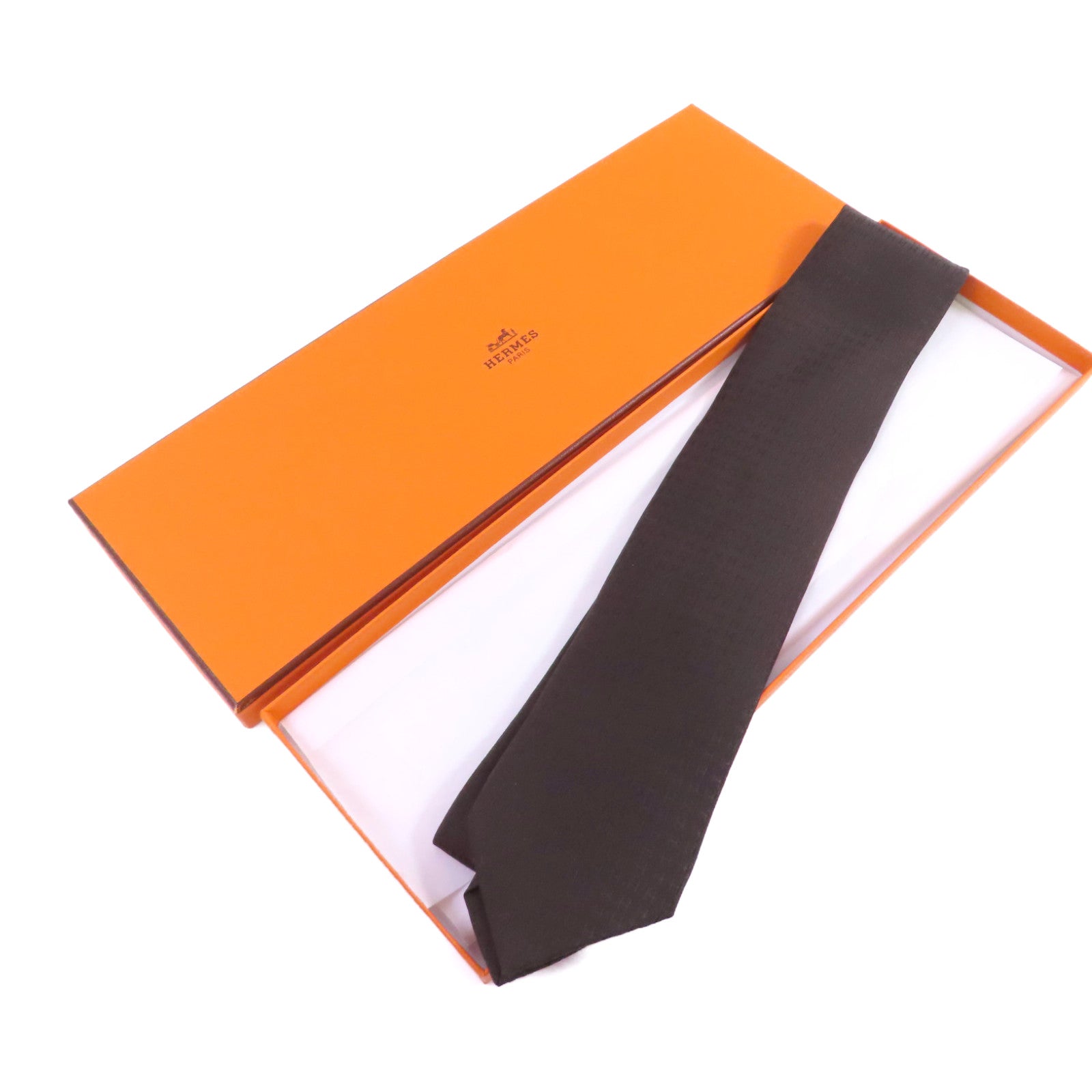 HERMES 絲質Necktie領帶深棕色