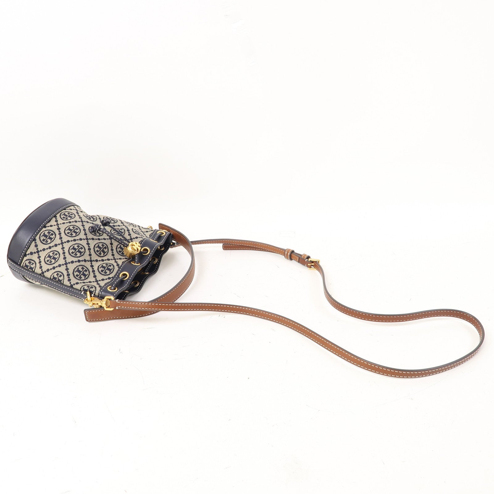 Tory Burch 帆布Shoulder Bag金扣手挽肩背兩用袋藍色