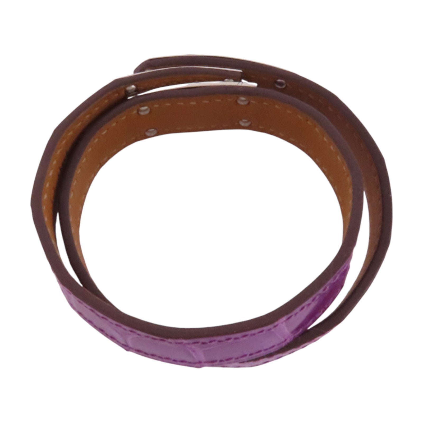 HERMES 鱷魚皮革Kelly Bracelet銀扣手鏈