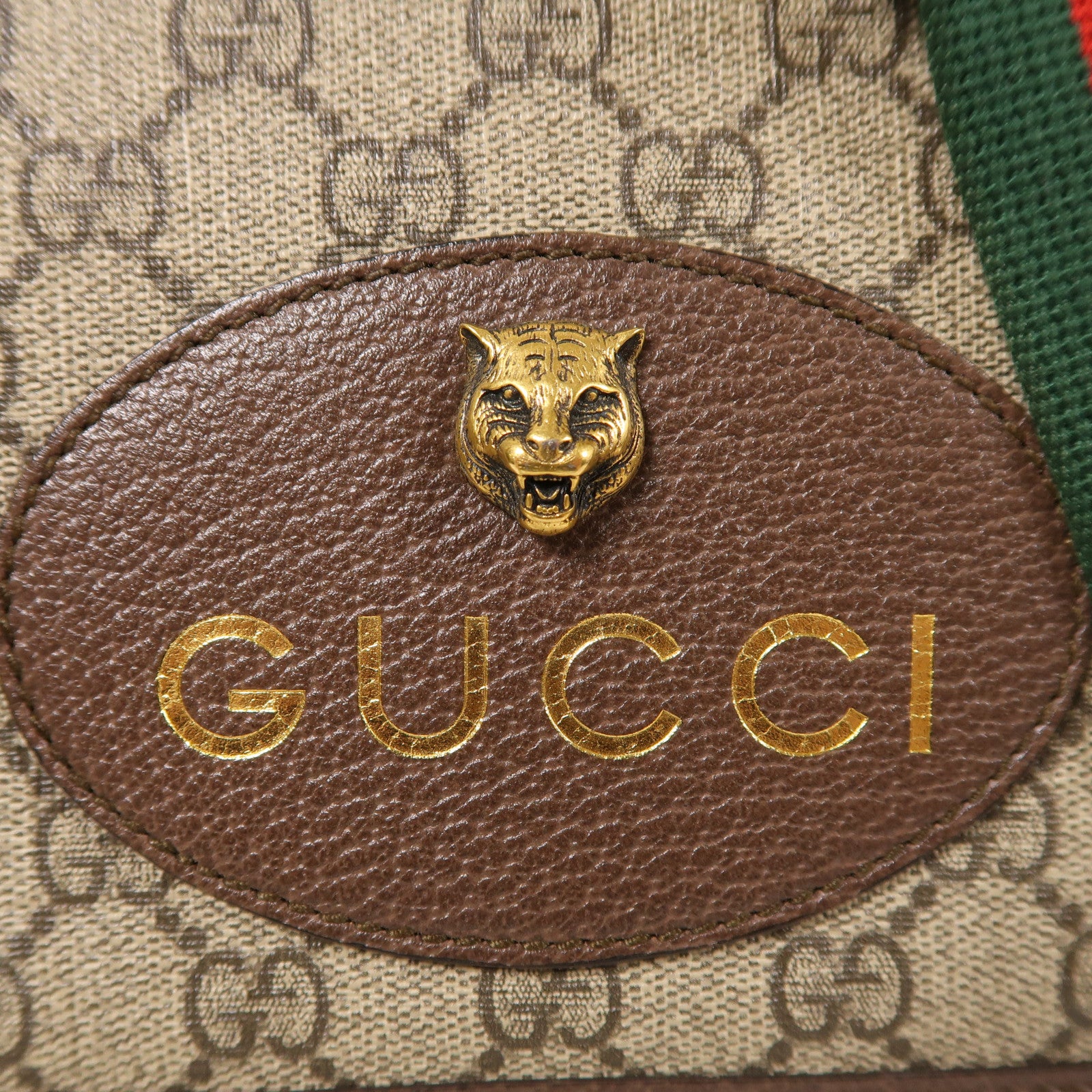 GUCCI GG GHW Shoulder Bag Painted Canvas Brown