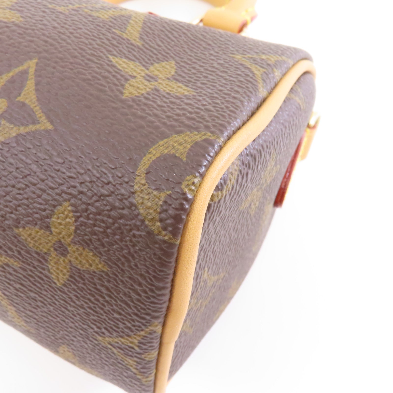LOUIS VUITTON Monogram Nano Speedy金扣手挽肩背兩用袋啡色