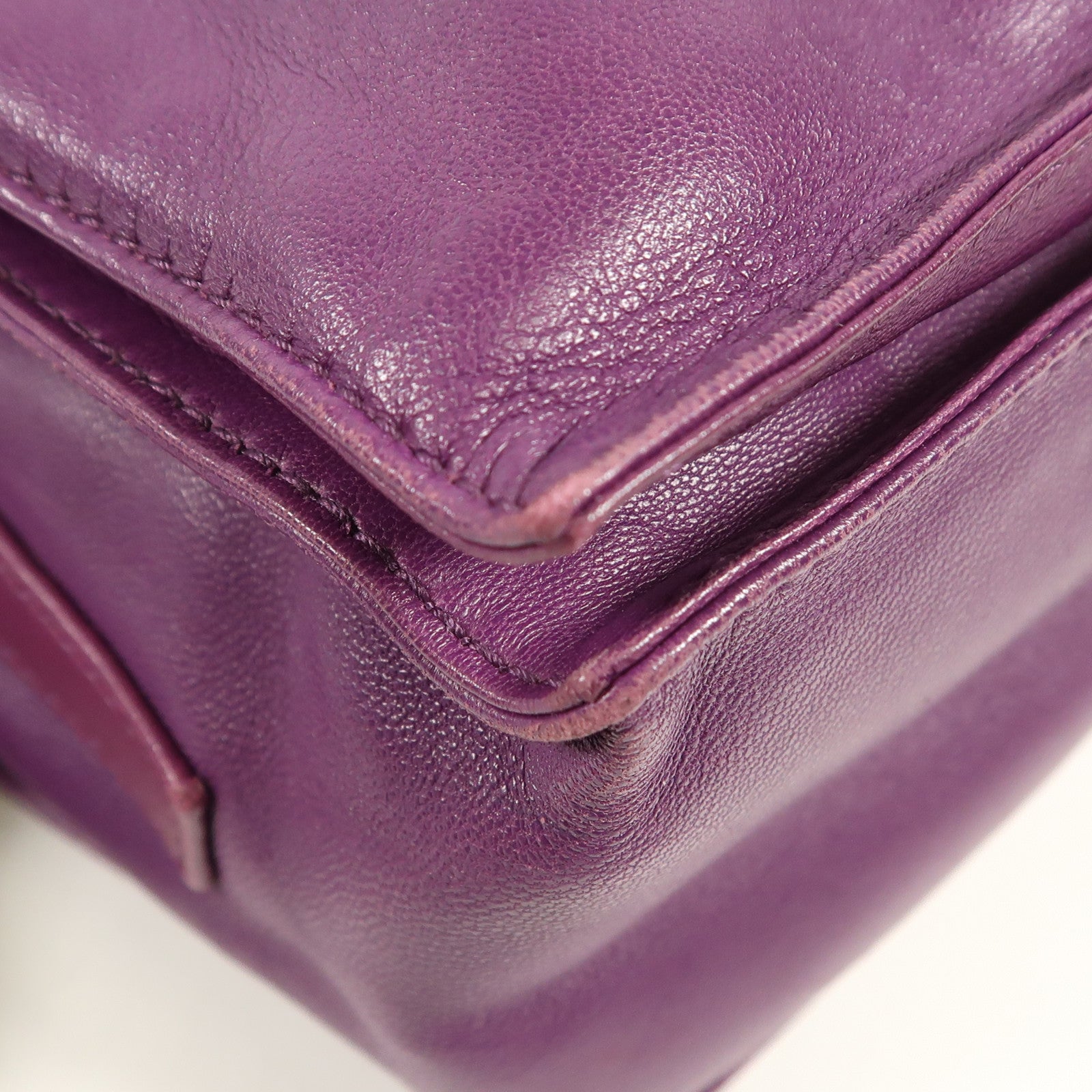 LOEWE GHW Shoulder Bag Lambskin Leather Purple