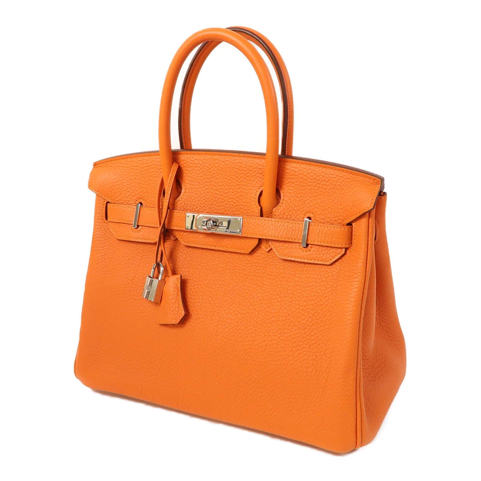 HERMES Togo皮革Birkin 30銀扣手挽袋橙色
