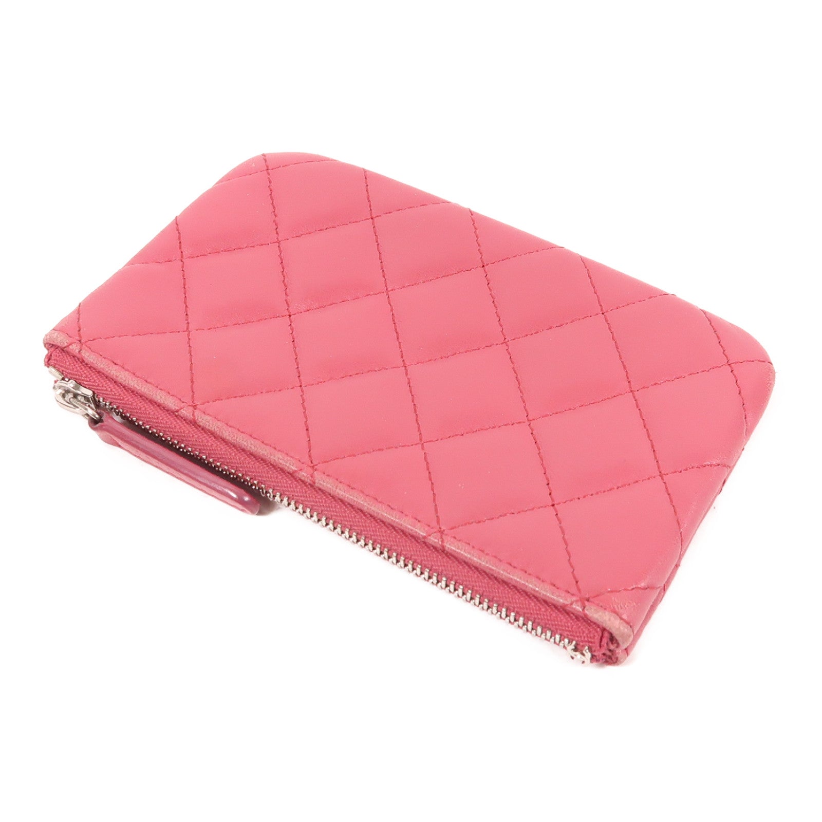 CHANEL 羊皮皮革Pouch Wallet銀扣錢包