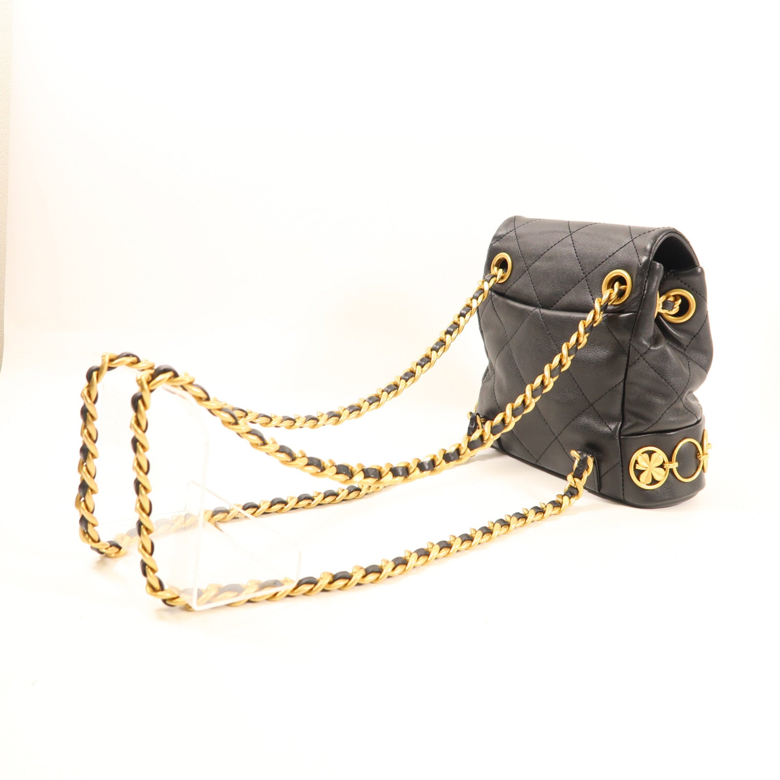 CHANEL 【激減優惠】羊皮皮革金扣Rucksack AS4275鏈帶背包