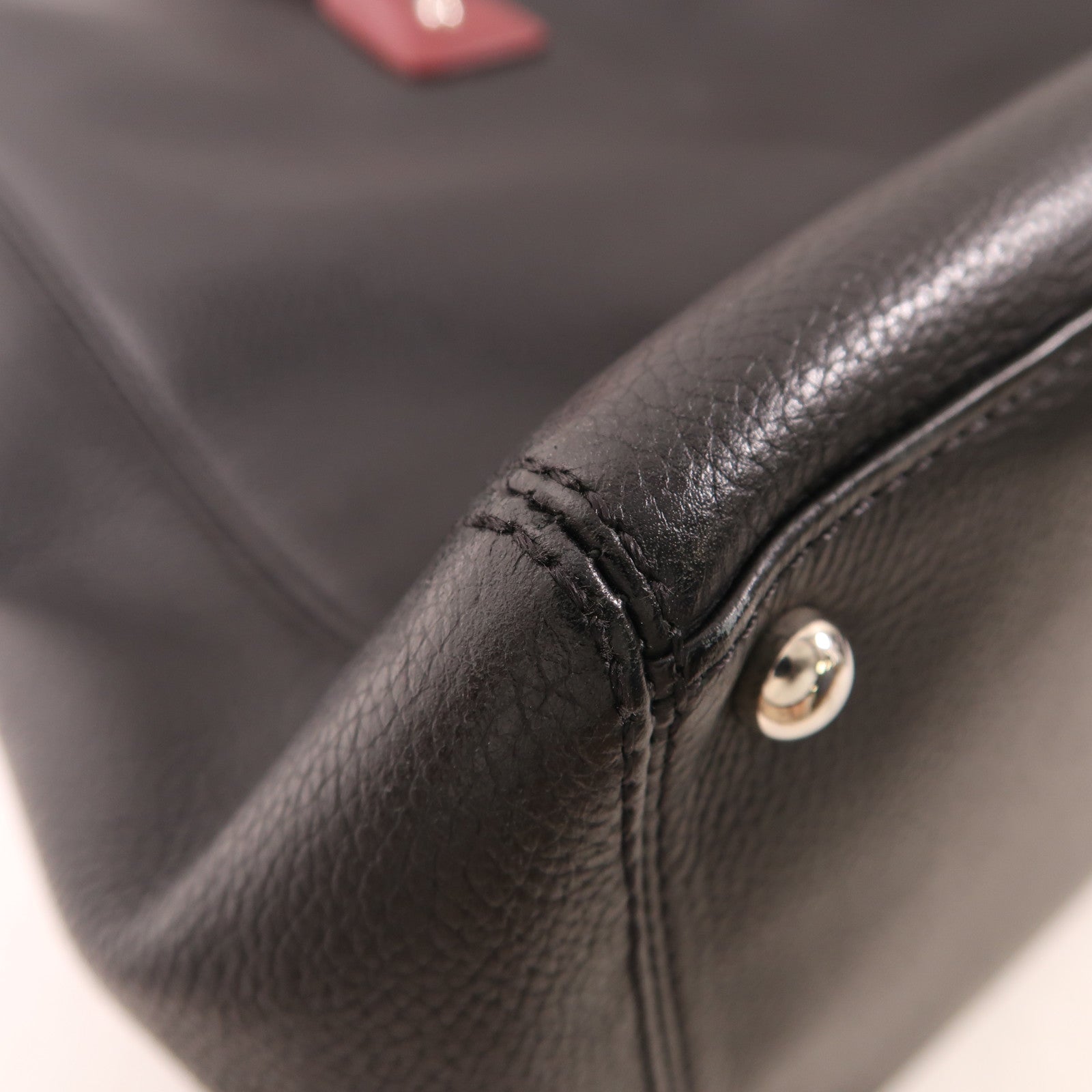 CHANEL CC SHW 2 Way Shoulder Bag Handbag Calfskin Black Red