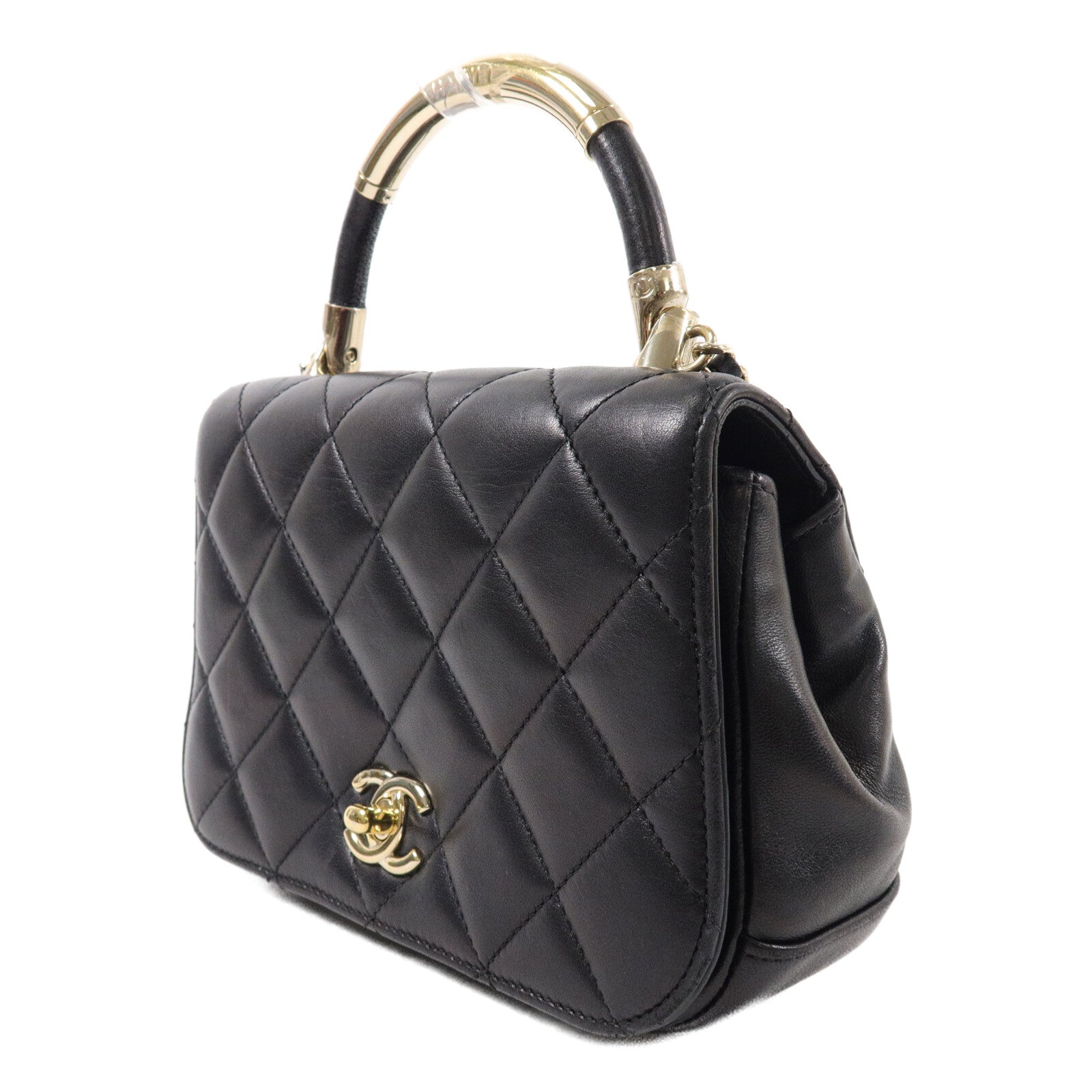 CHANEL 羊皮皮革Carry Chic Flap Bag鏈帶手挽肩背兩用袋