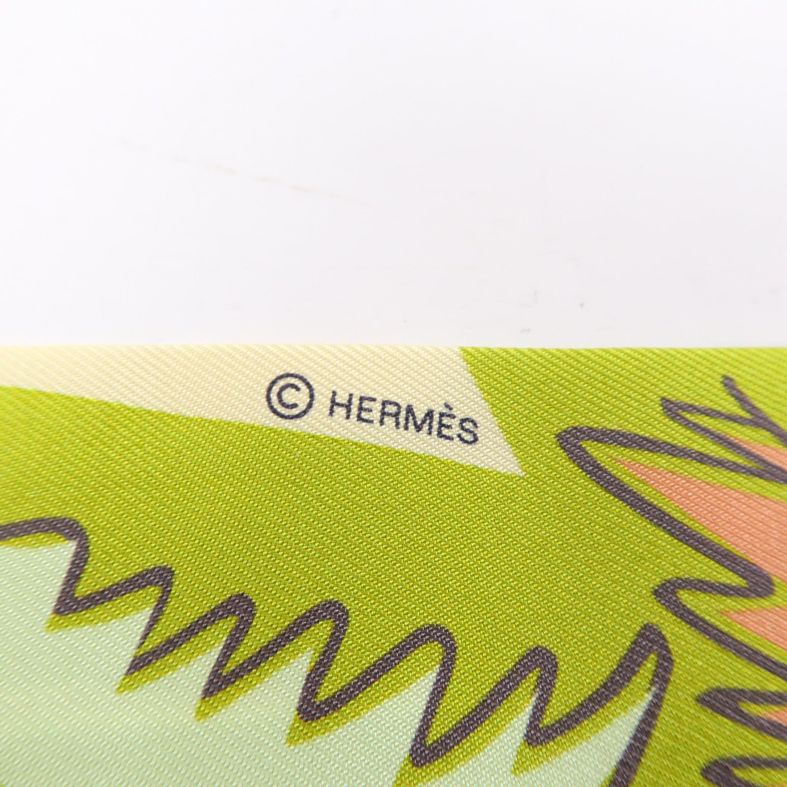 HERMES 絲質Twilly絲巾綠色/粉紅色/黃色