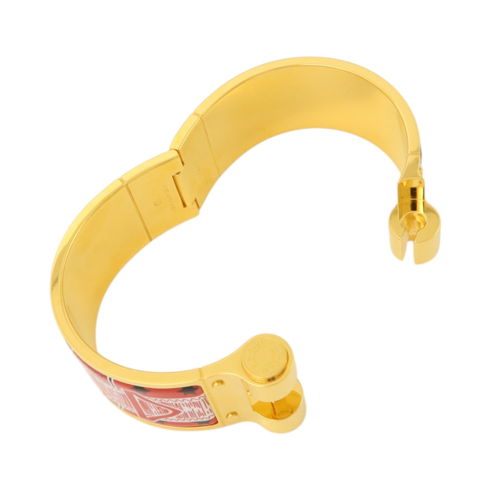 HERMES 金屬/琺瑯Charniere Wide Bangle金扣手鐲