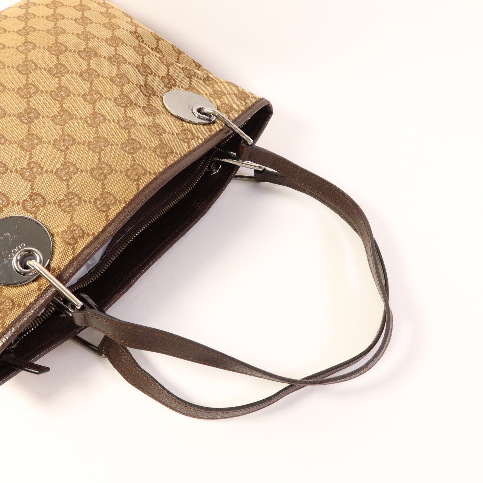 GUCCI 帆布Shoulder Bag銀扣肩背袋