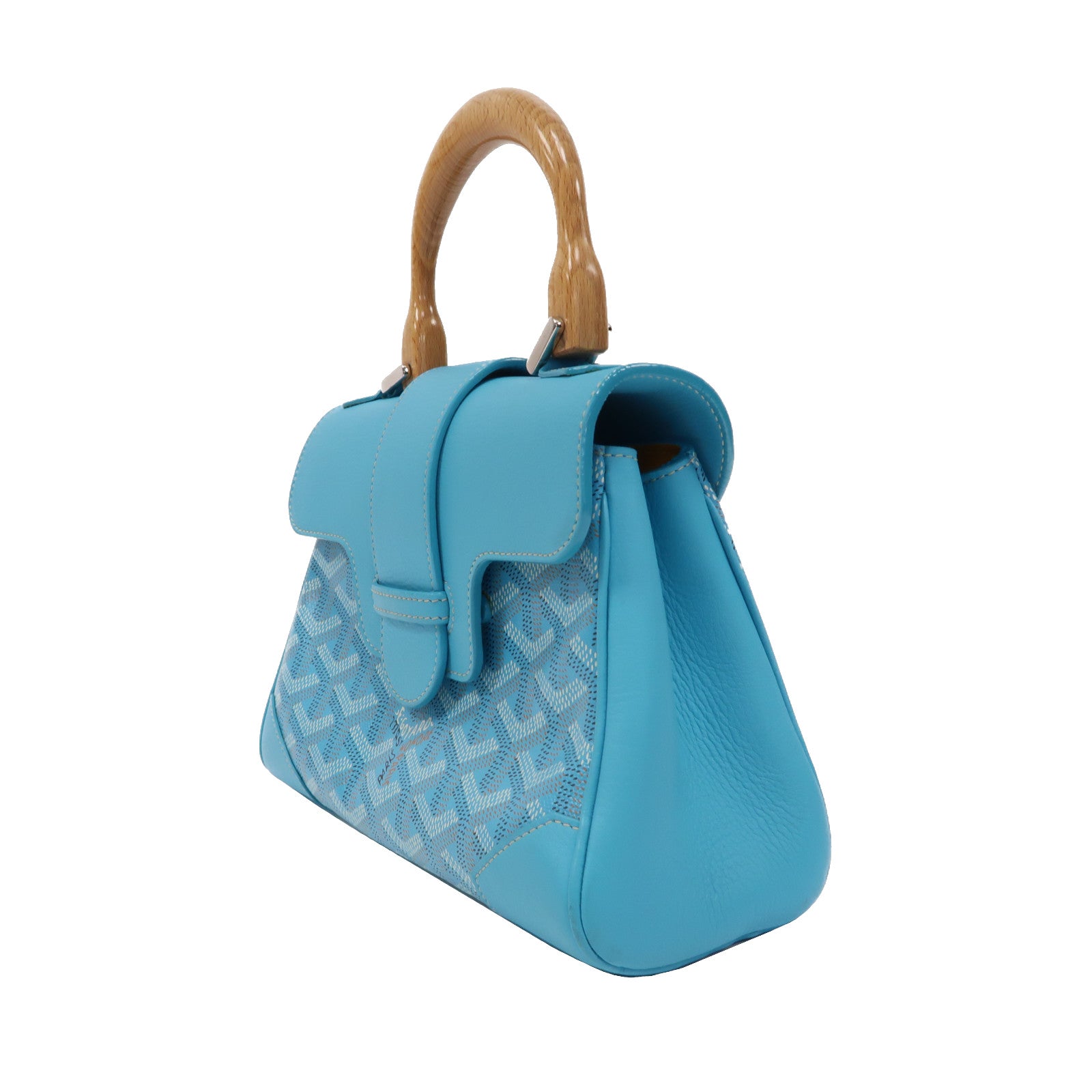 GOYARD 【激減優惠】塗層帆布Saigon Souple Mini Bag銀扣手挽肩背兩用袋藍色
