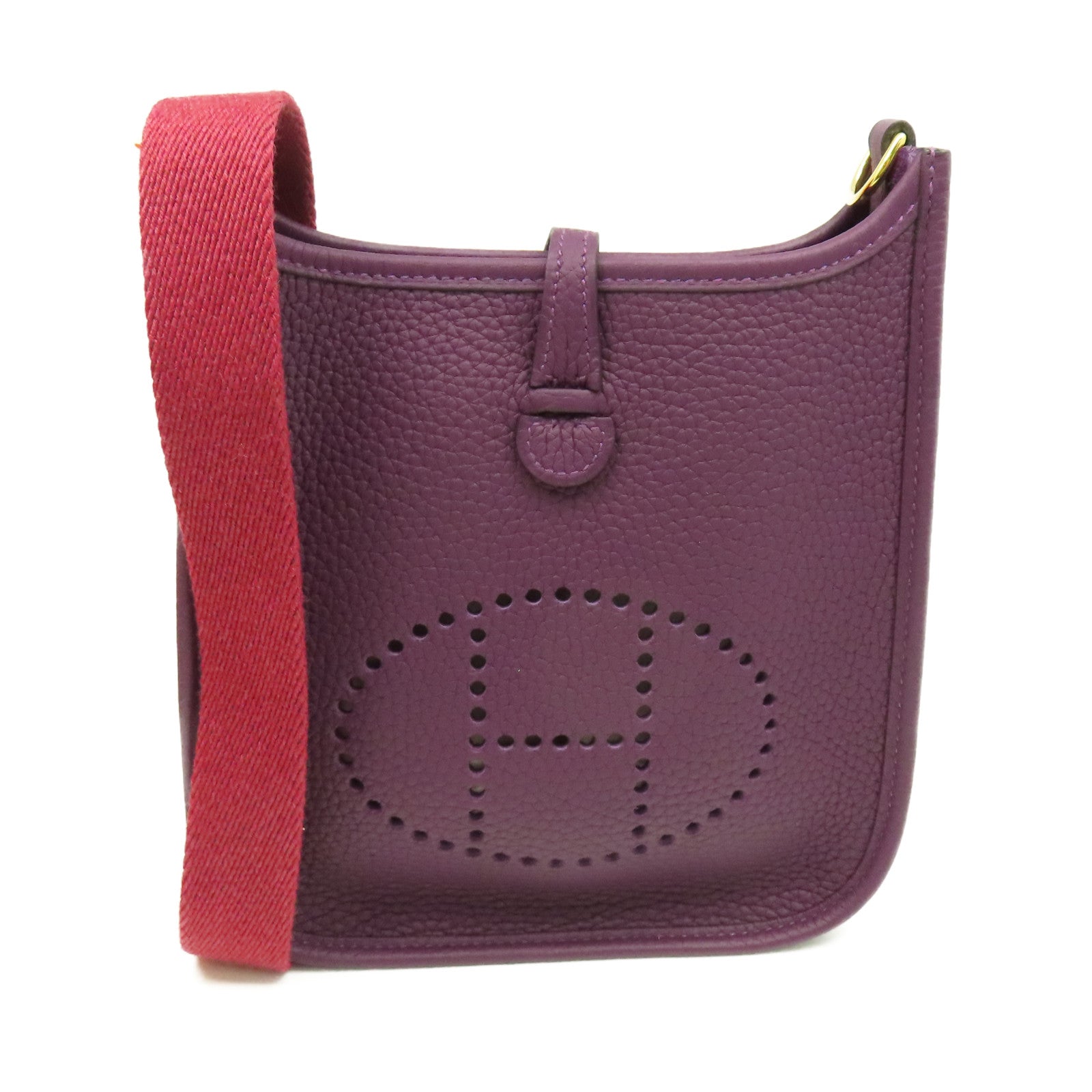 HERMES 【激減優惠】Clemence皮革Evelyne TPM Shoulder Bag金扣肩背袋Cassis/Rouge Grenat/黑加侖子色/石榴紅