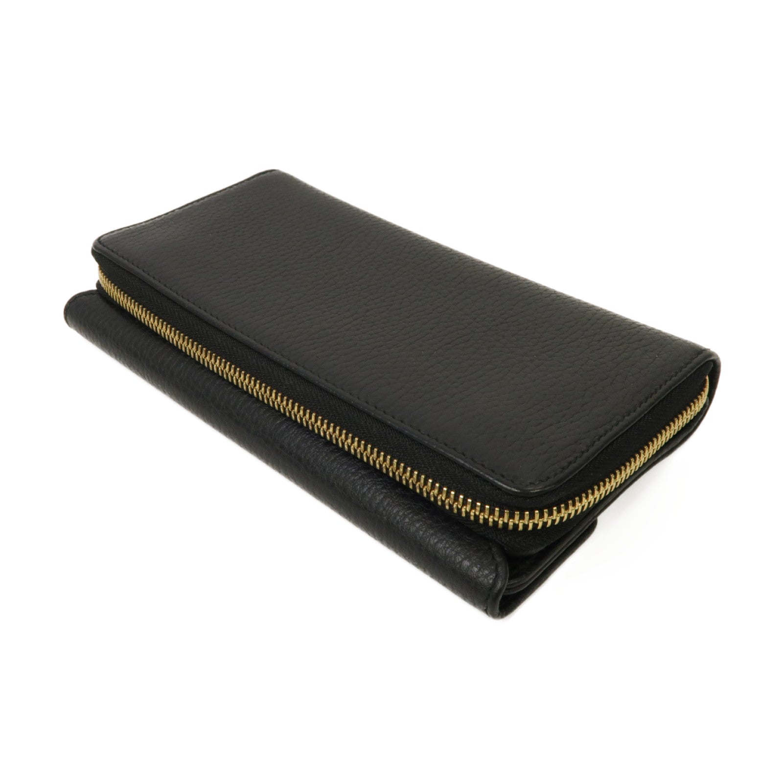 GUCCI 【激減優惠】牛皮皮革Long Wallet金扣長錢包黑色