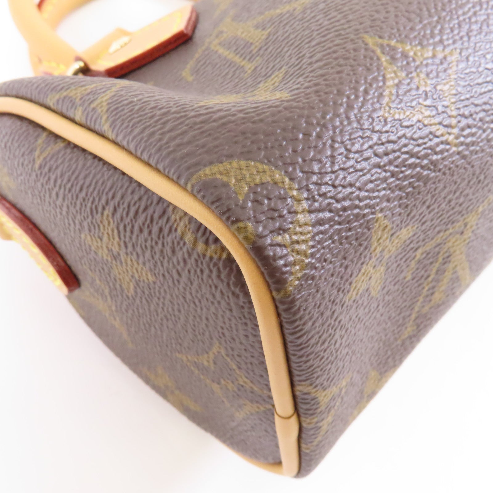 LOUIS VUITTON Monogram Nano Speedy金扣手挽肩背兩用袋啡色