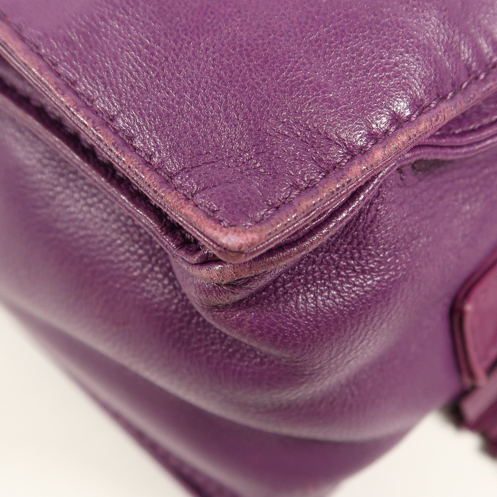 LOEWE GHW Shoulder Bag Lambskin Leather Purple