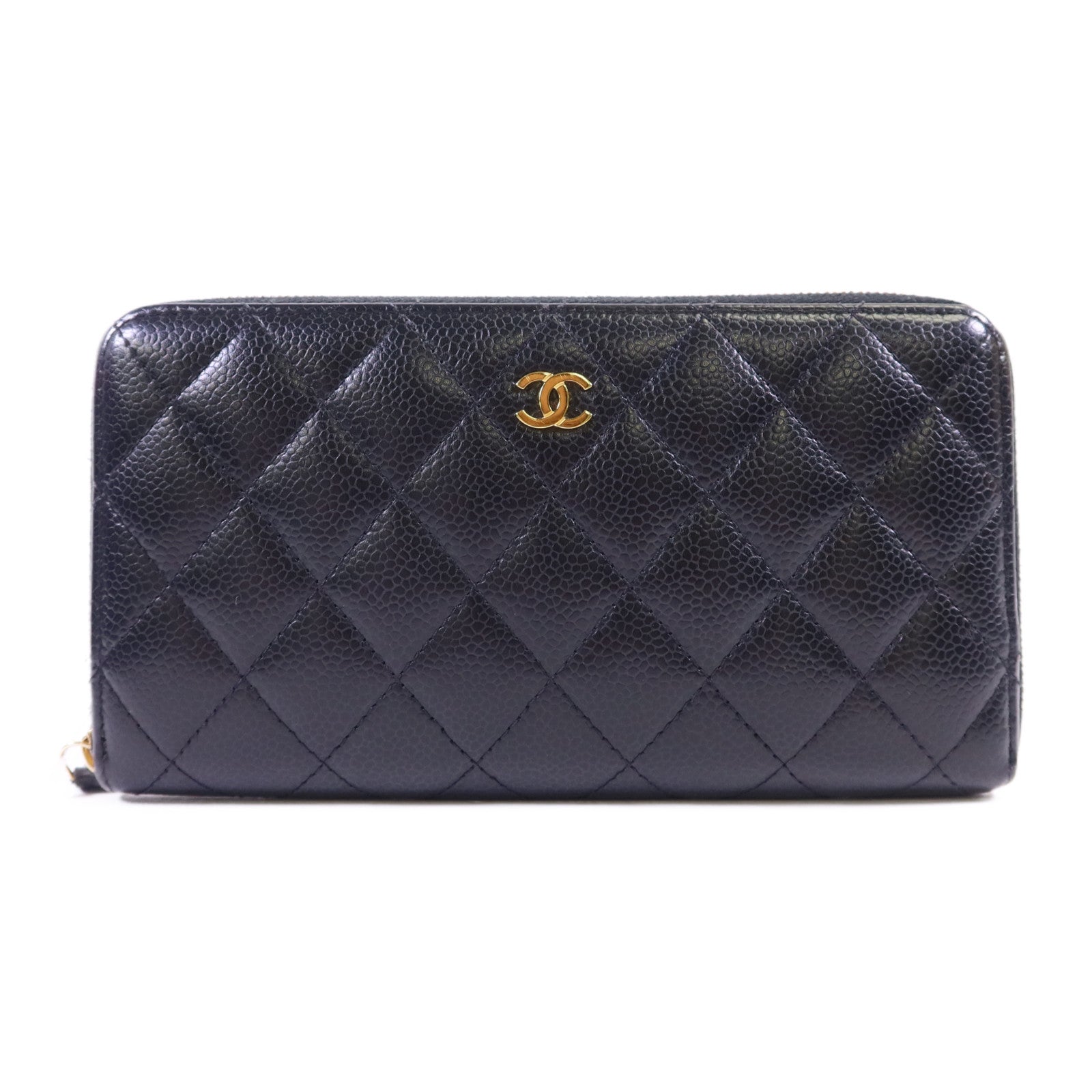 CHANEL 牛皮皮革Zipper Long Round Wallet金扣長錢包