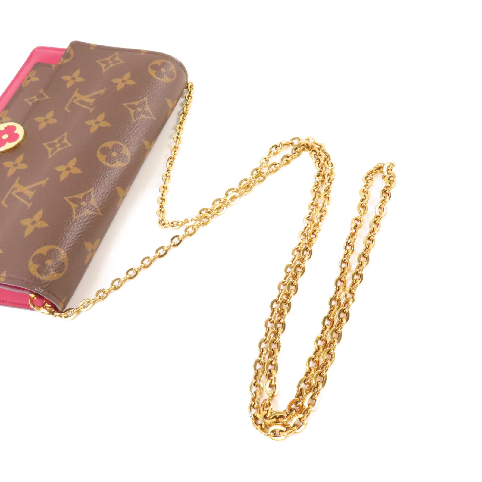 LOUIS VUITTON Monogram Flore Chai Shoulder Bag金扣肩背袋啡色/酒紅色