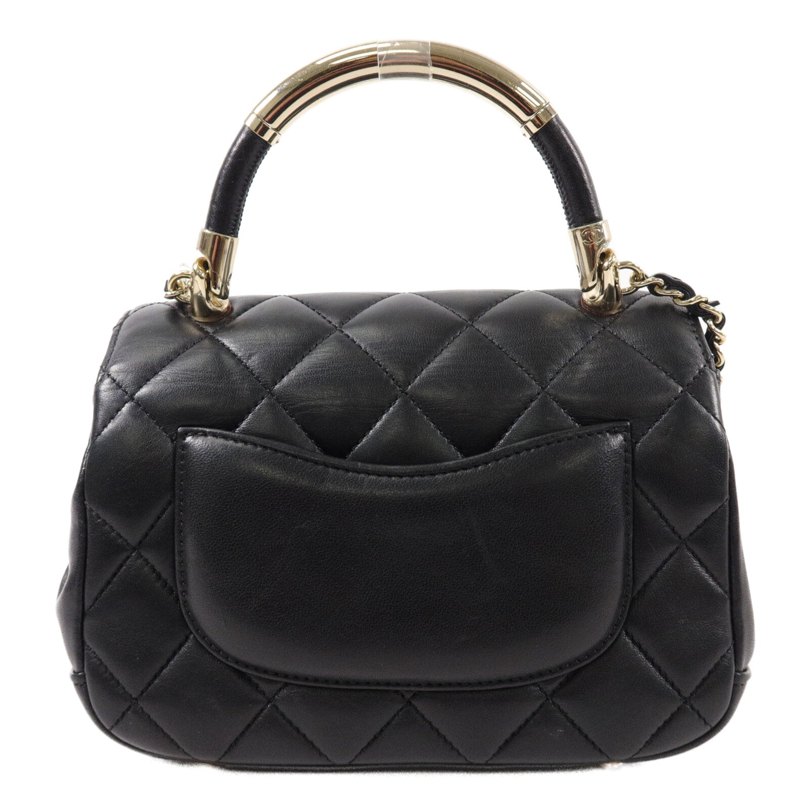 CHANEL 羊皮皮革Carry Chic Flap Bag鏈帶手挽肩背兩用袋