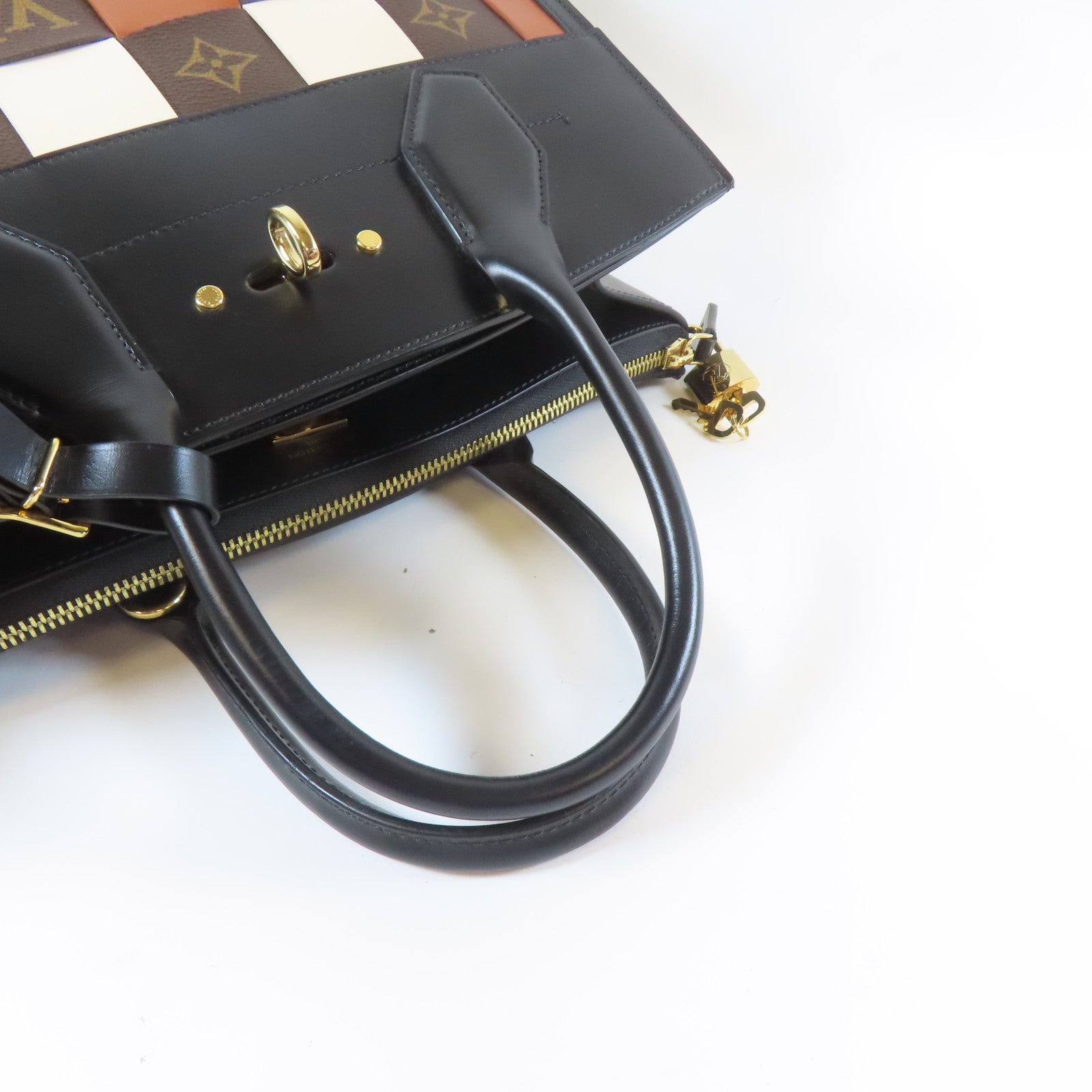LOUIS VUITTON Monogram City Steamer MM金扣手挽肩背兩用袋黑色/啡色/紅色