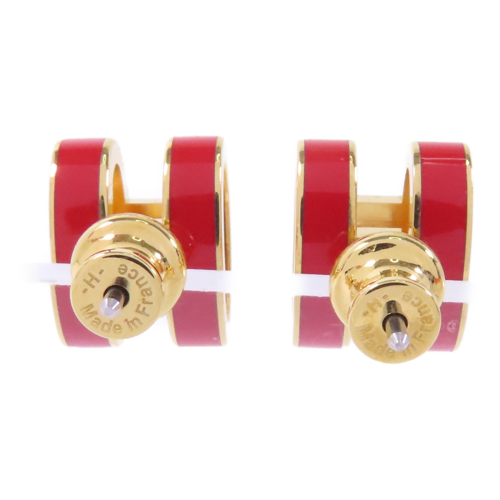 HERMES 金屬Pop H Earrings耳環紅色/金色