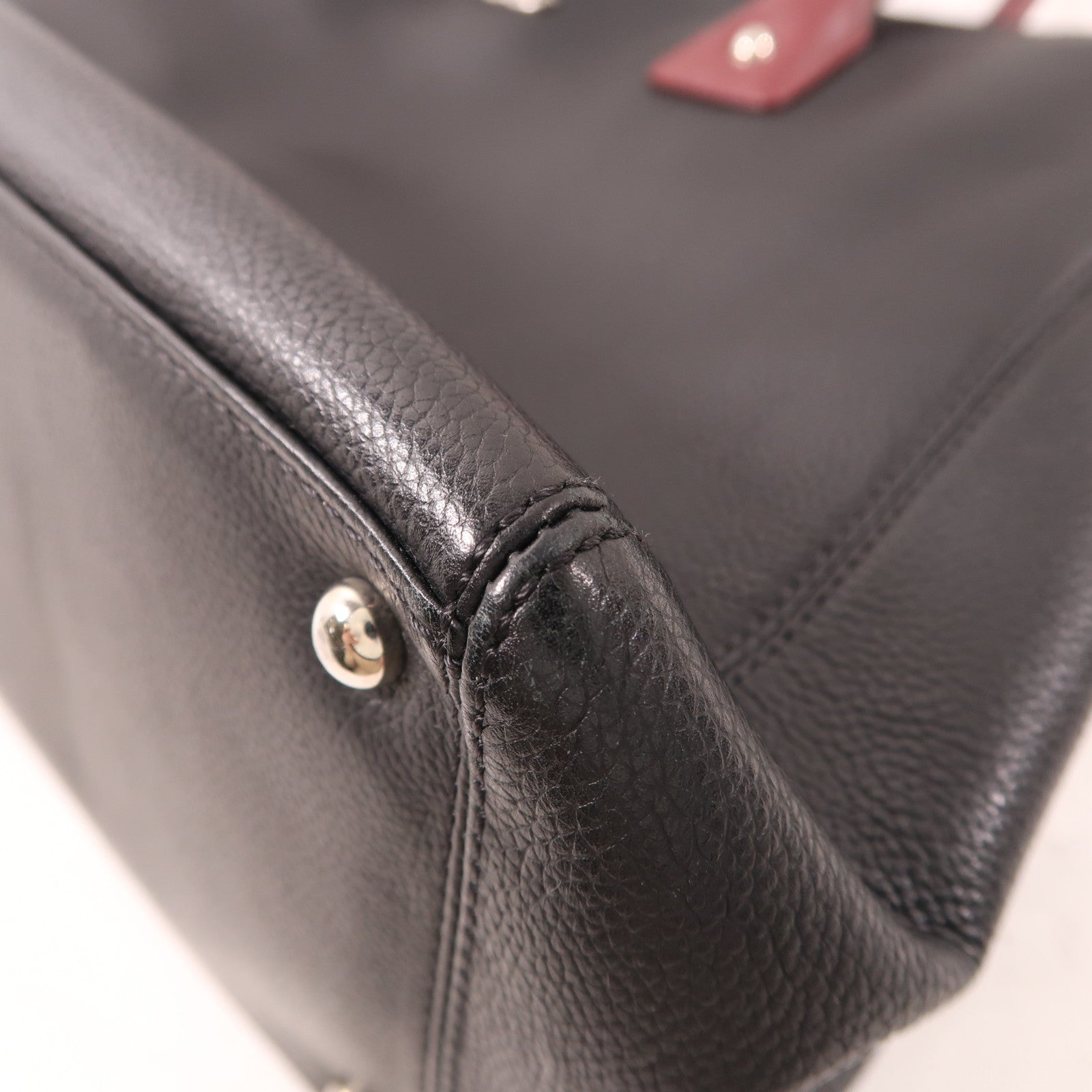 CHANEL CC SHW 2 Way Shoulder Bag Handbag Calfskin Black Red