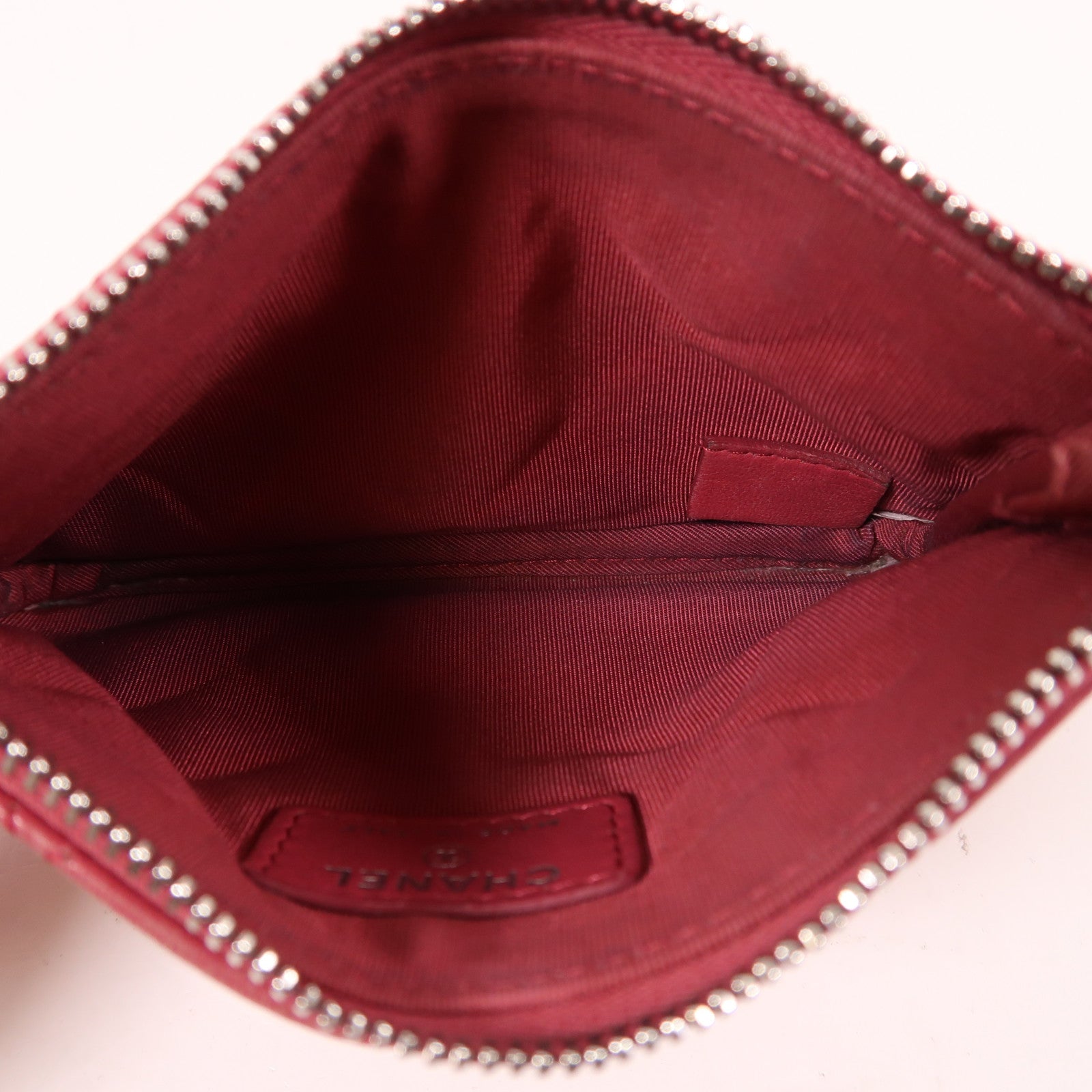 CHANEL 羊皮皮革Pouch Wallet銀扣錢包