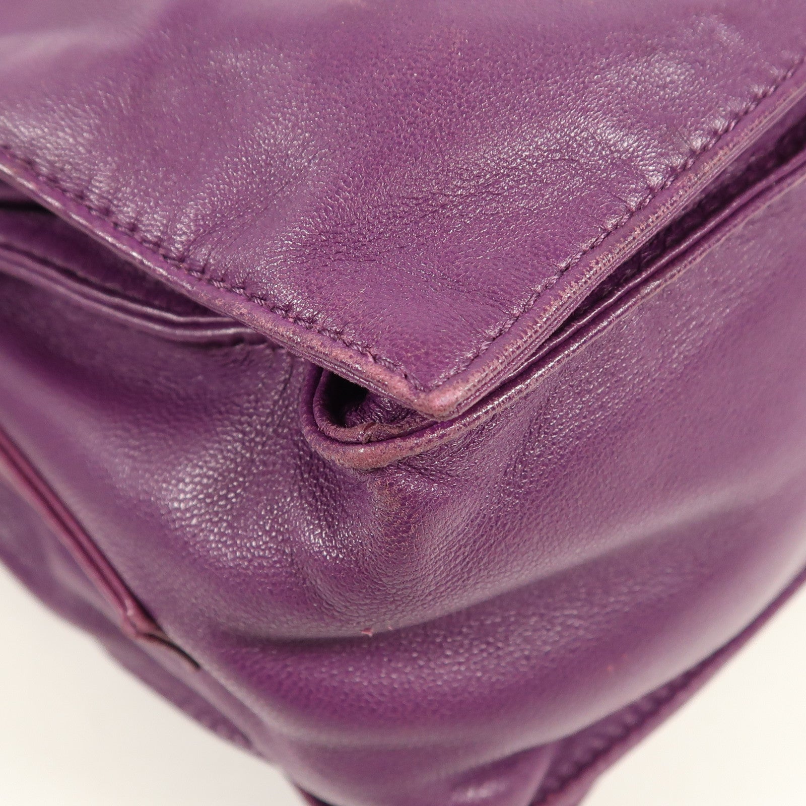 LOEWE GHW Shoulder Bag Lambskin Leather Purple