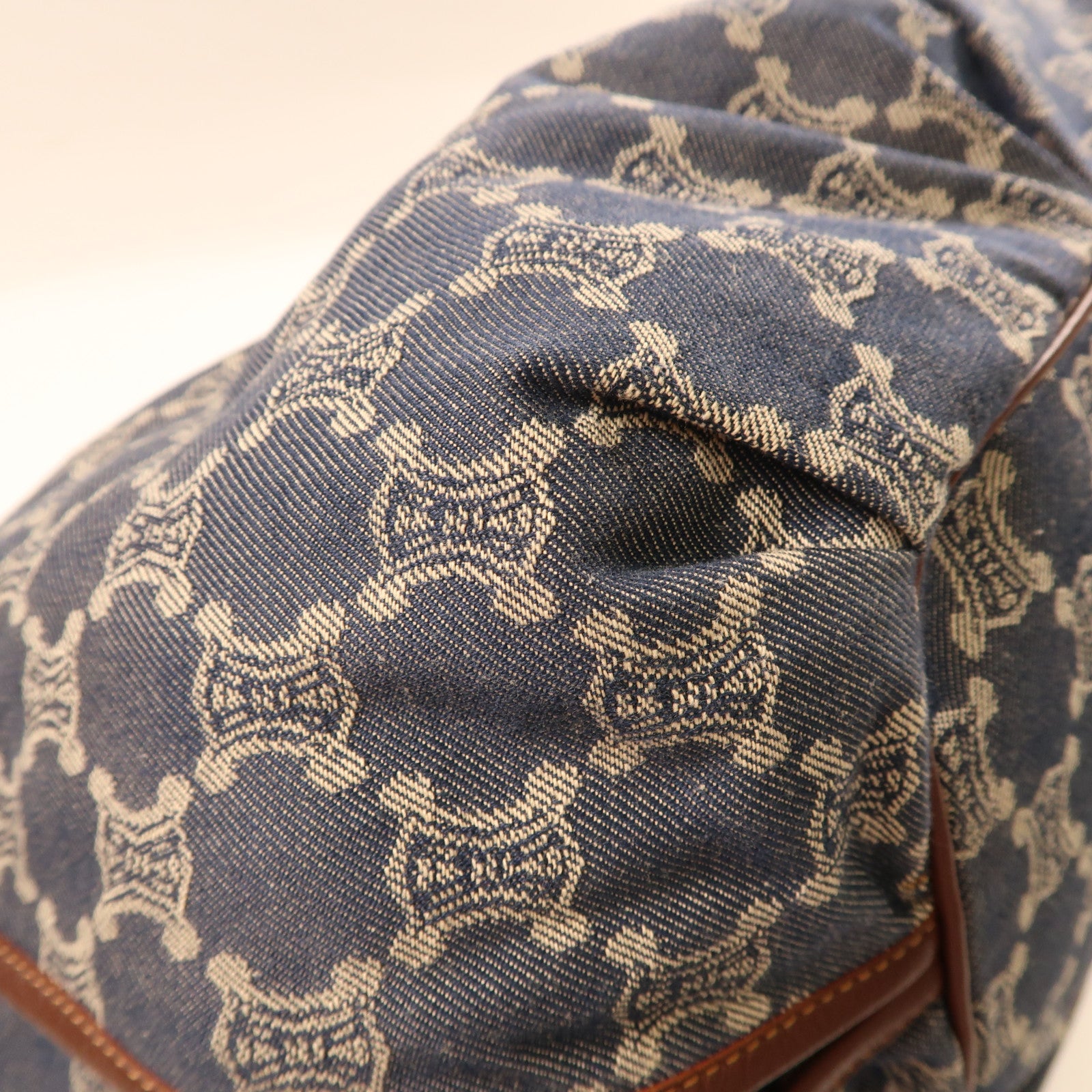 CELINE GHW Shoulder Bag Denim Leather Blue