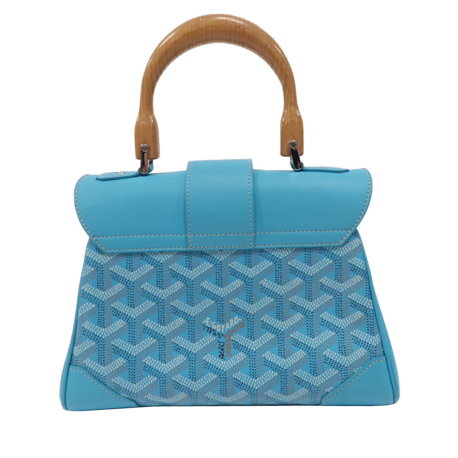 GOYARD 【激減優惠】塗層帆布Saigon Souple Mini Bag銀扣手挽肩背兩用袋藍色