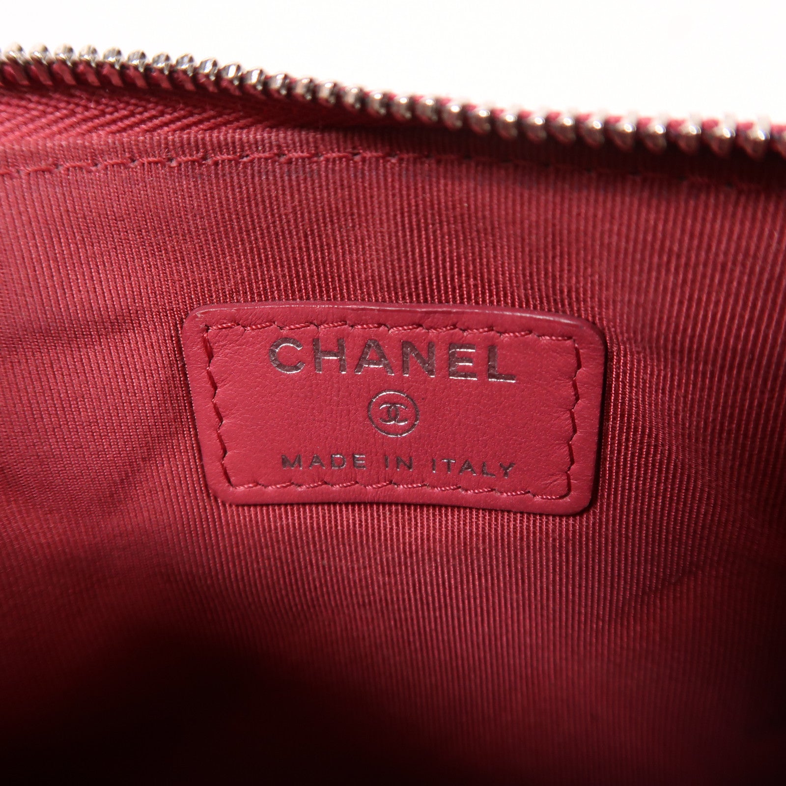 CHANEL 羊皮皮革Pouch Wallet銀扣錢包