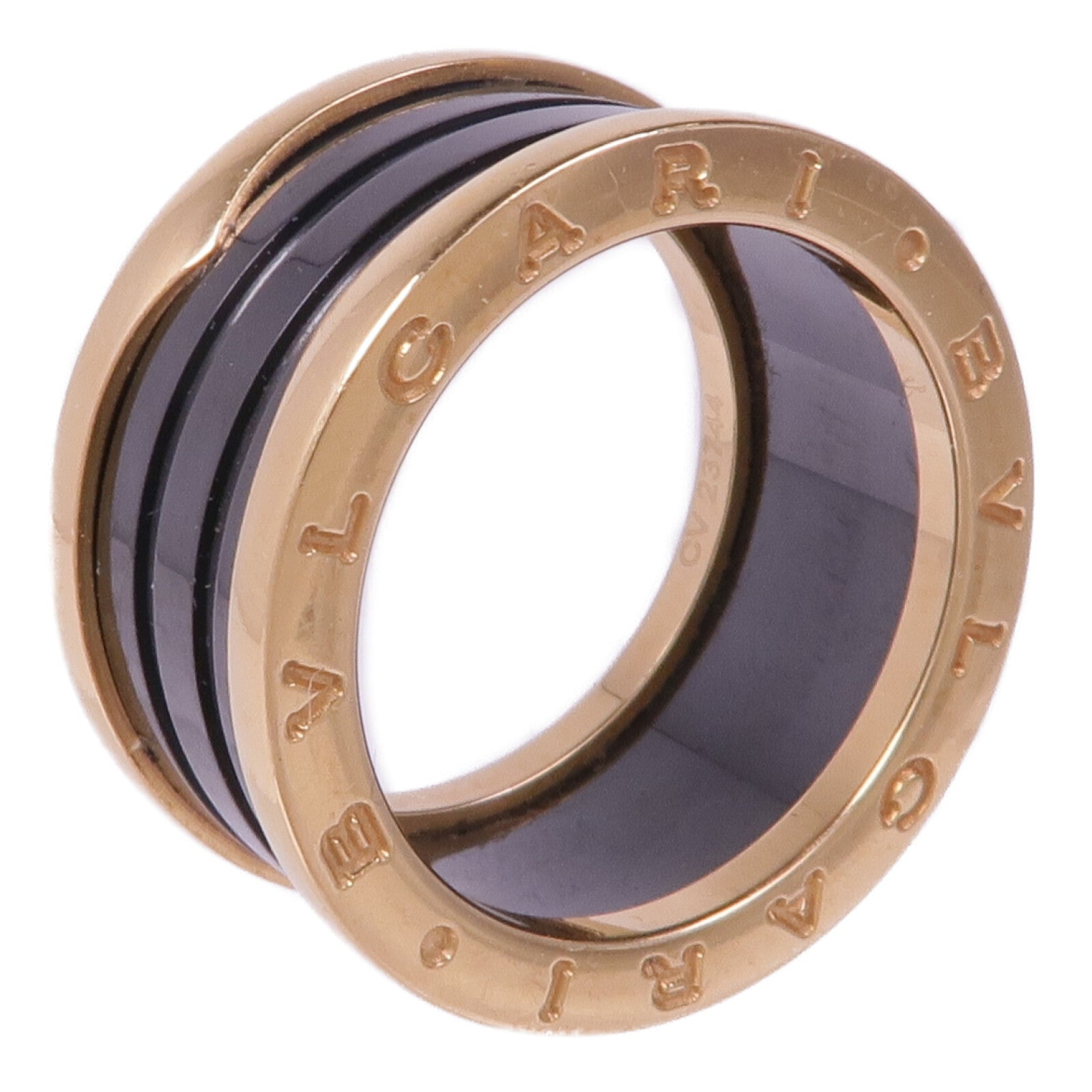 BVLGARI 18K玫瑰金/陶瓷B-zero 3 Band Ring戒指BVLGARI#59/US#8
