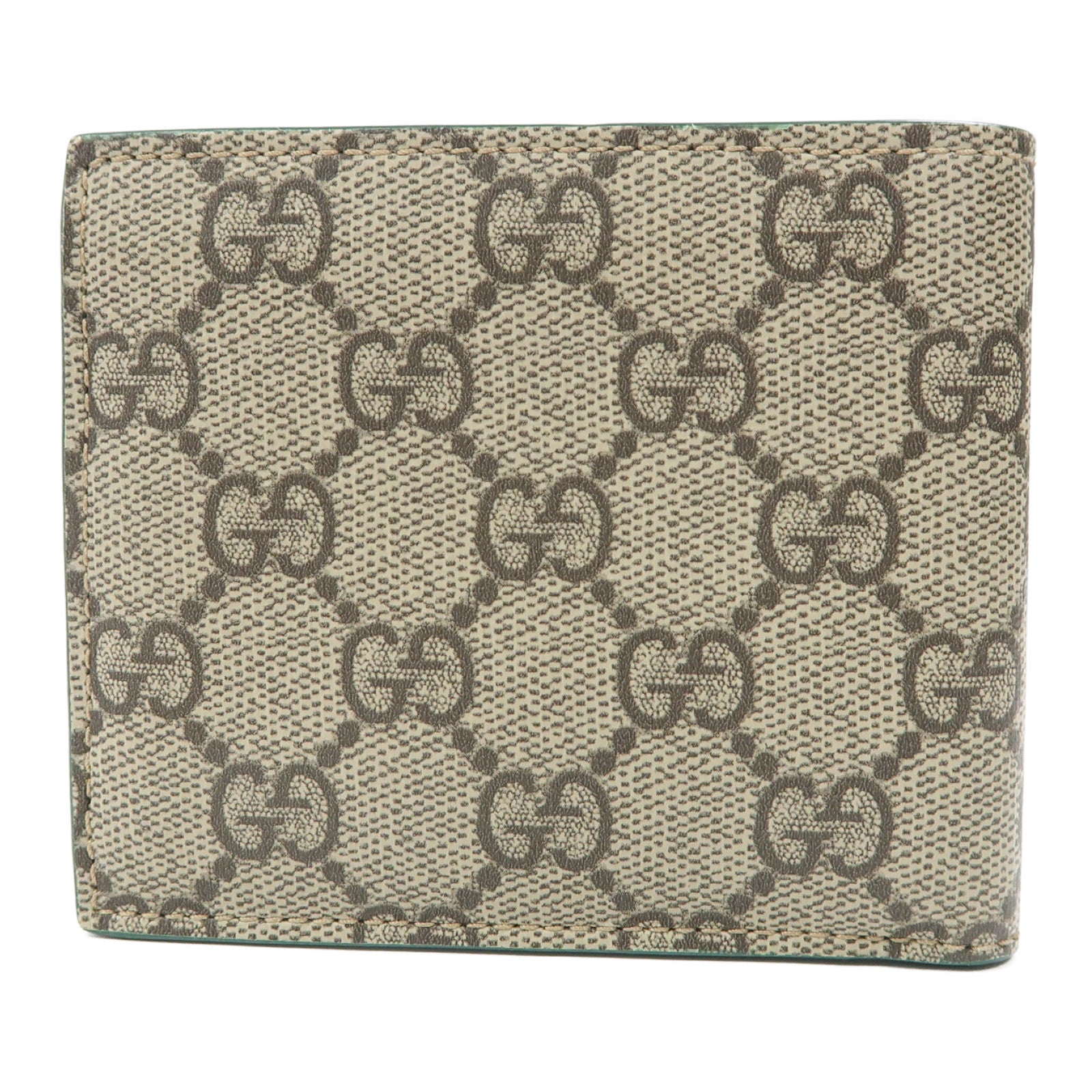 GUCCI 塗層帆布Wallet折疊錢包米色/綠色