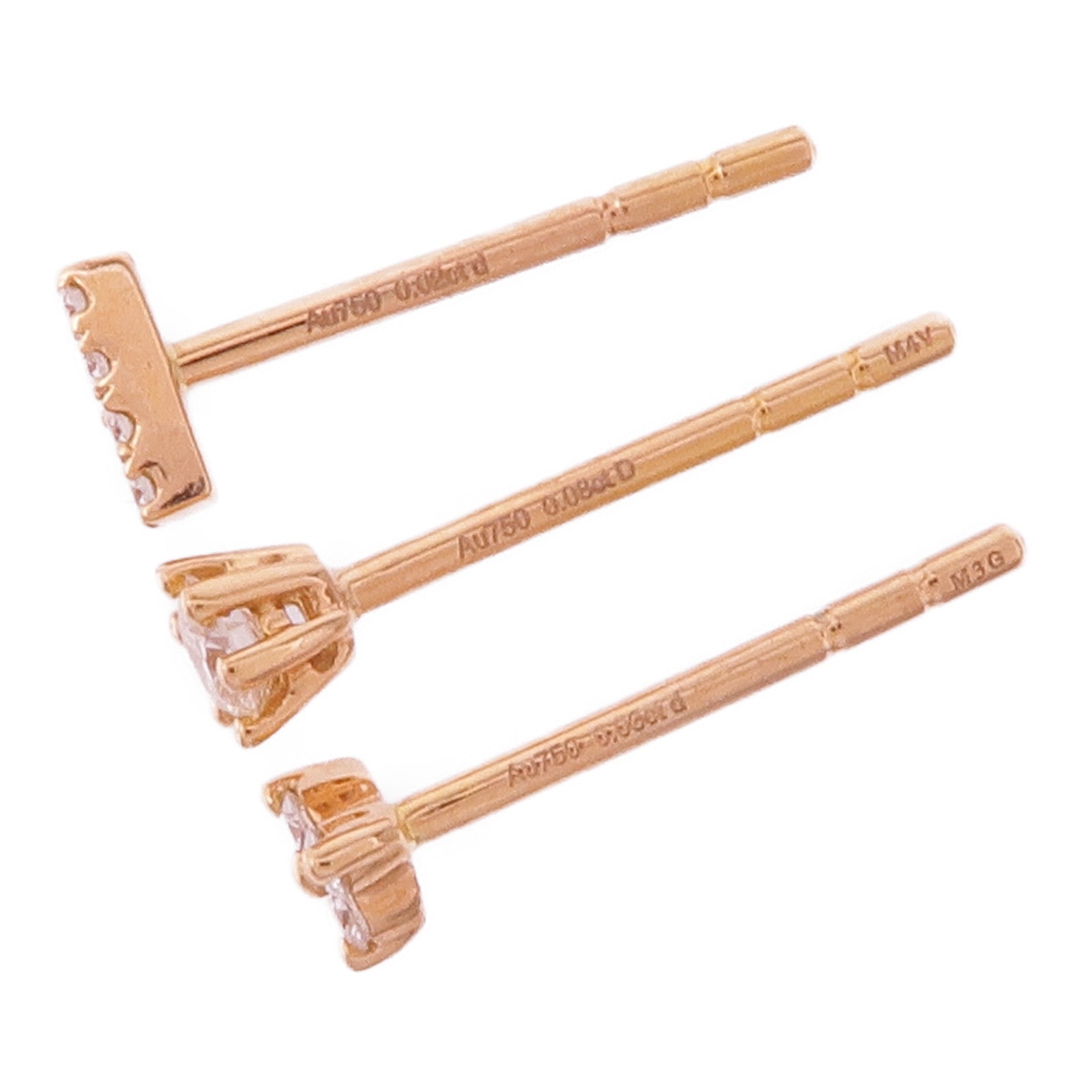 JEWELRY 18K玫瑰金Diamond Earrings Set of 3鑽石耳環