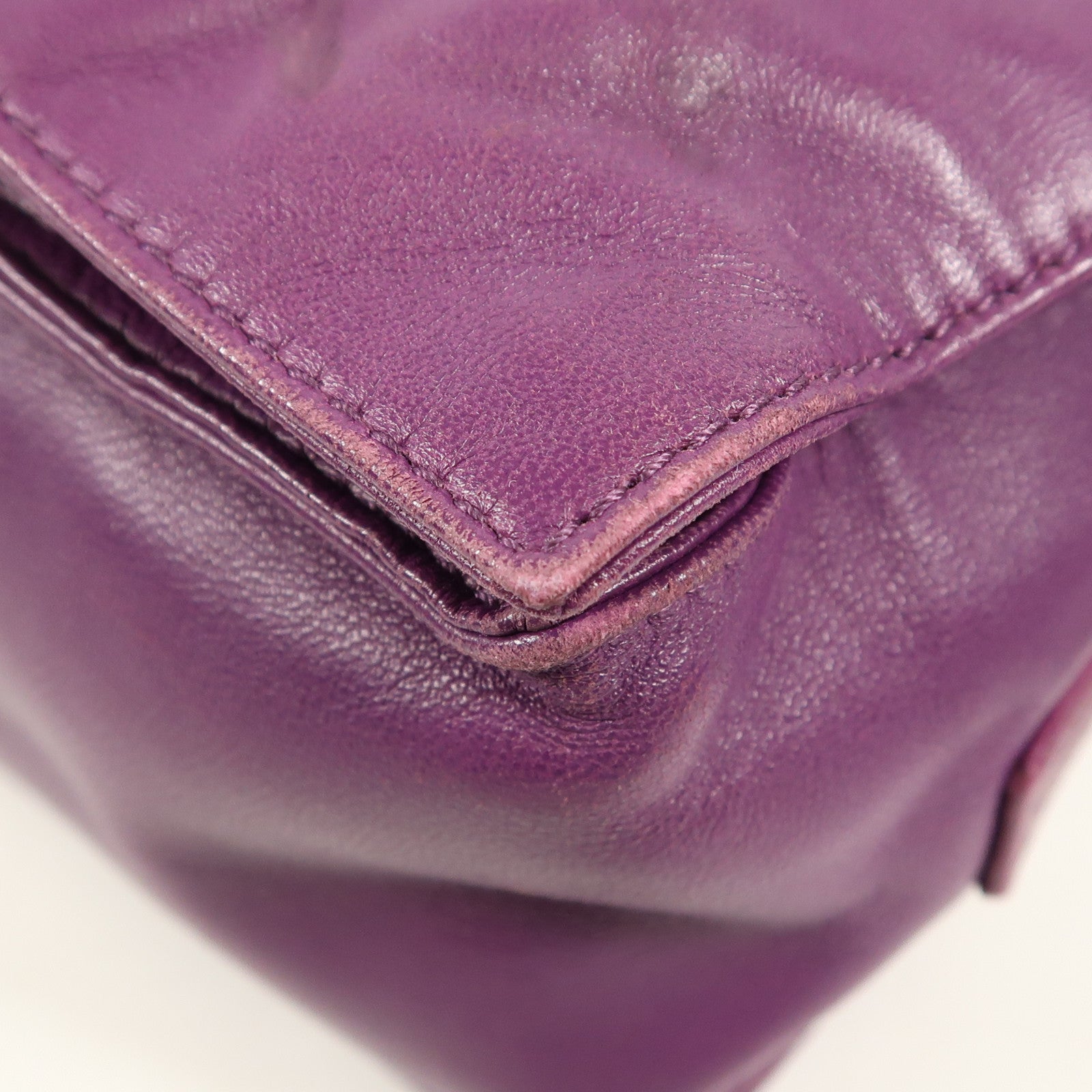 LOEWE GHW Shoulder Bag Lambskin Leather Purple
