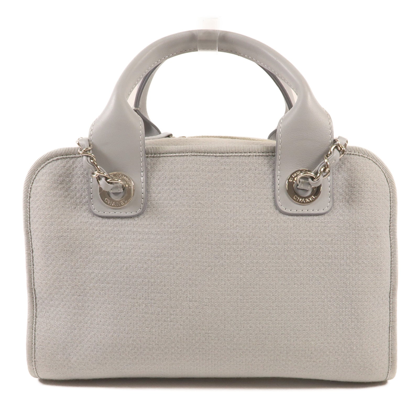 CHANEL 帆布Deauville Bowling銀扣手挽肩背兩用袋