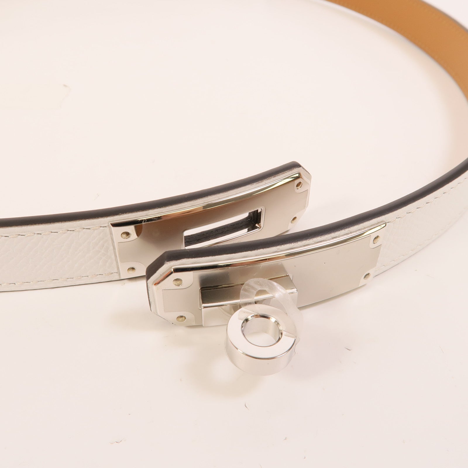 HERMES Epsom皮革Kelly 18 Belt皮帶White