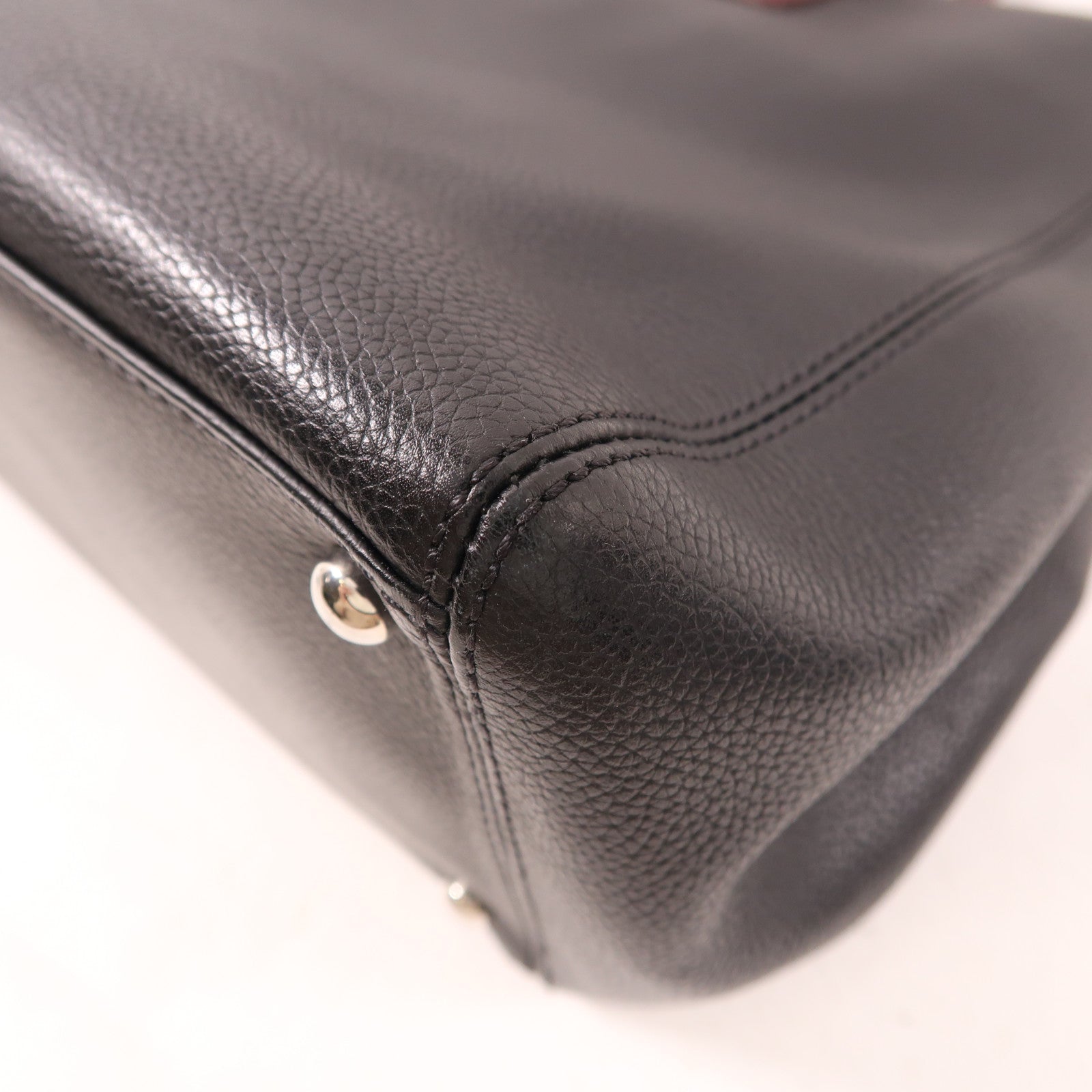 CHANEL CC SHW 2 Way Shoulder Bag Handbag Calfskin Black Red