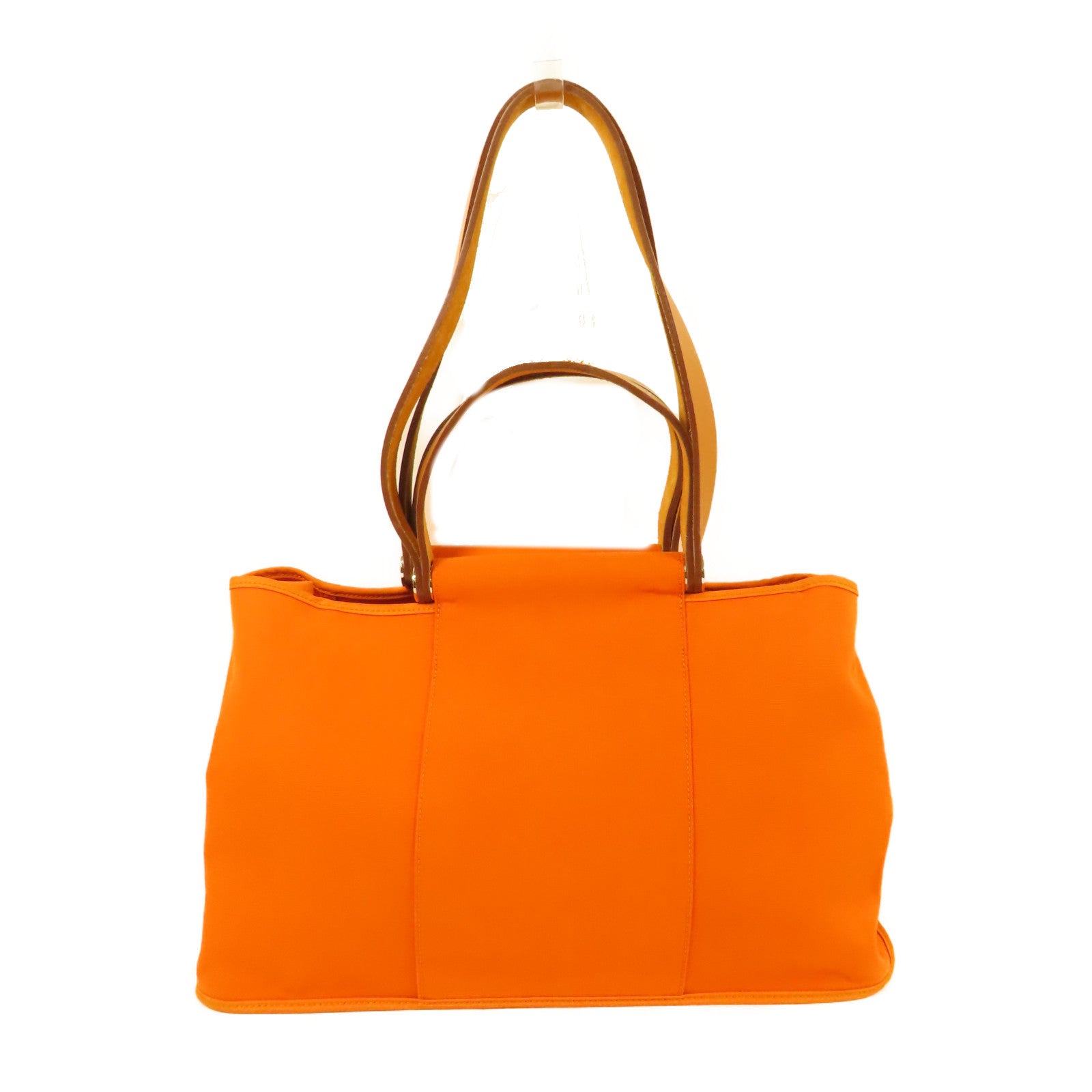 HERMES 帆布Cabag銀扣手挽肩背兩用袋Orange