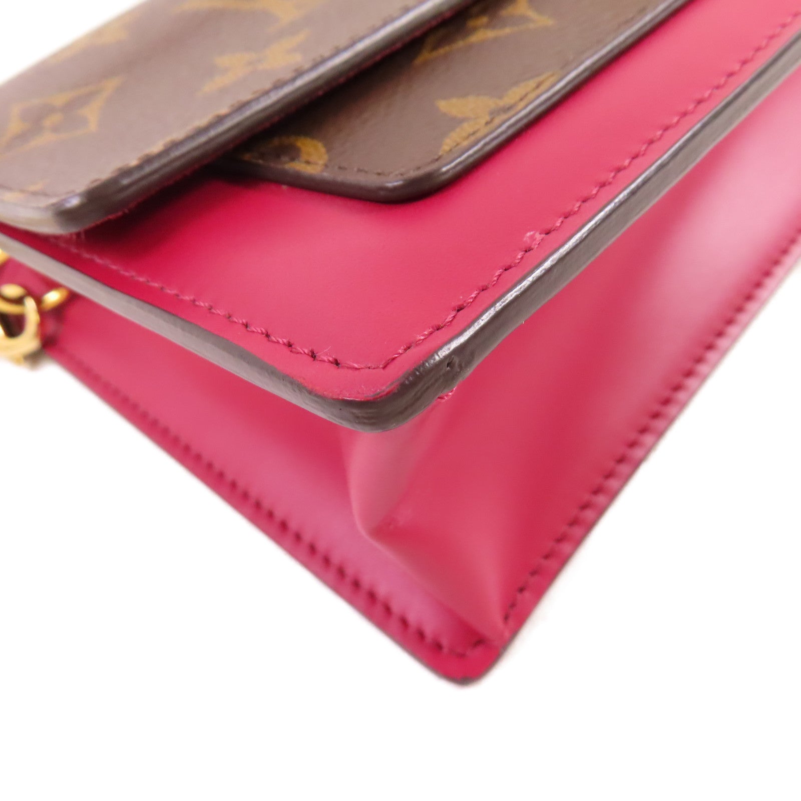 LOUIS VUITTON Monogram Flore Chai Shoulder Bag金扣肩背袋啡色/酒紅色